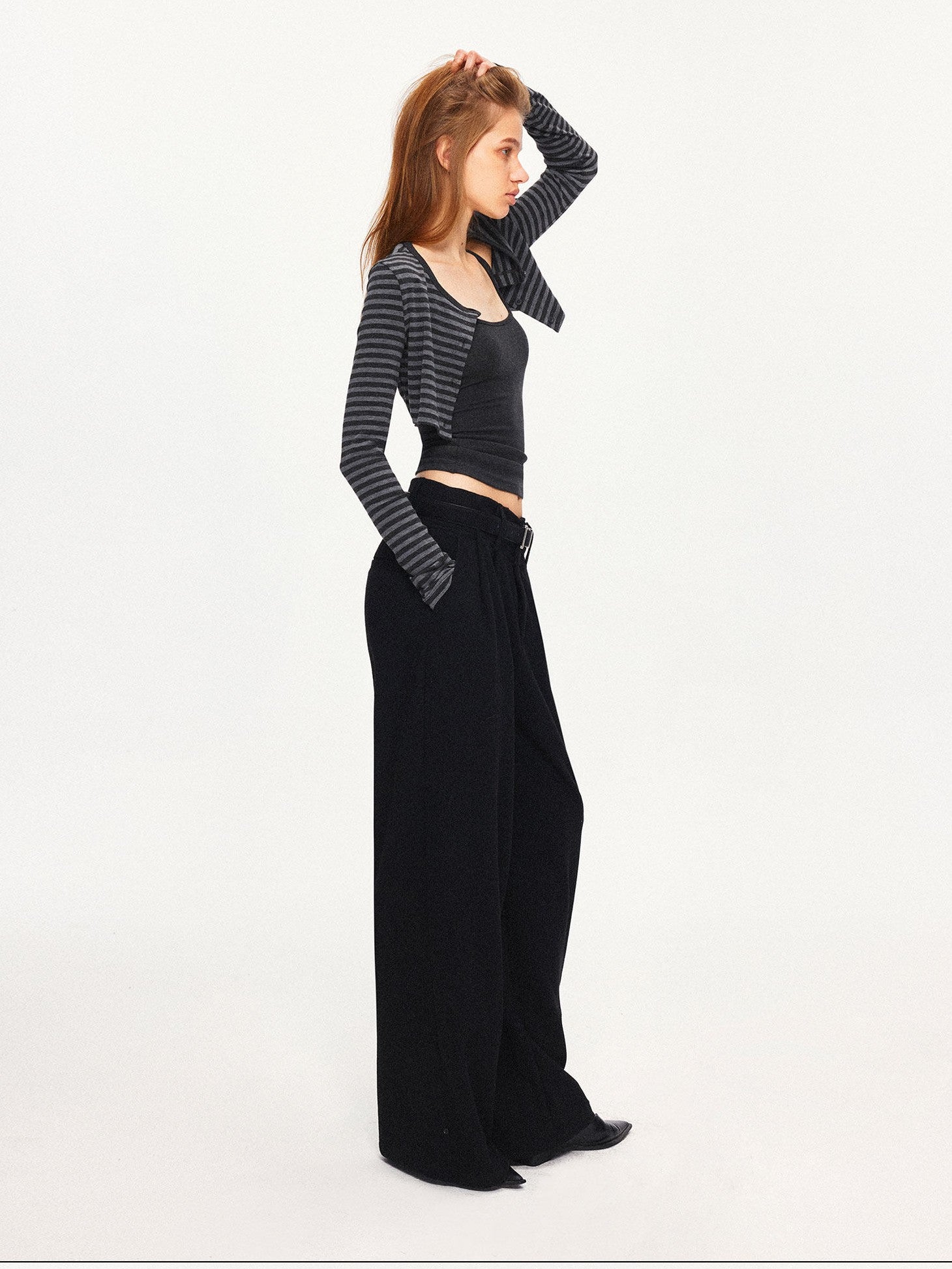 kvkv Black Grey Striped Contrast Slim Women&