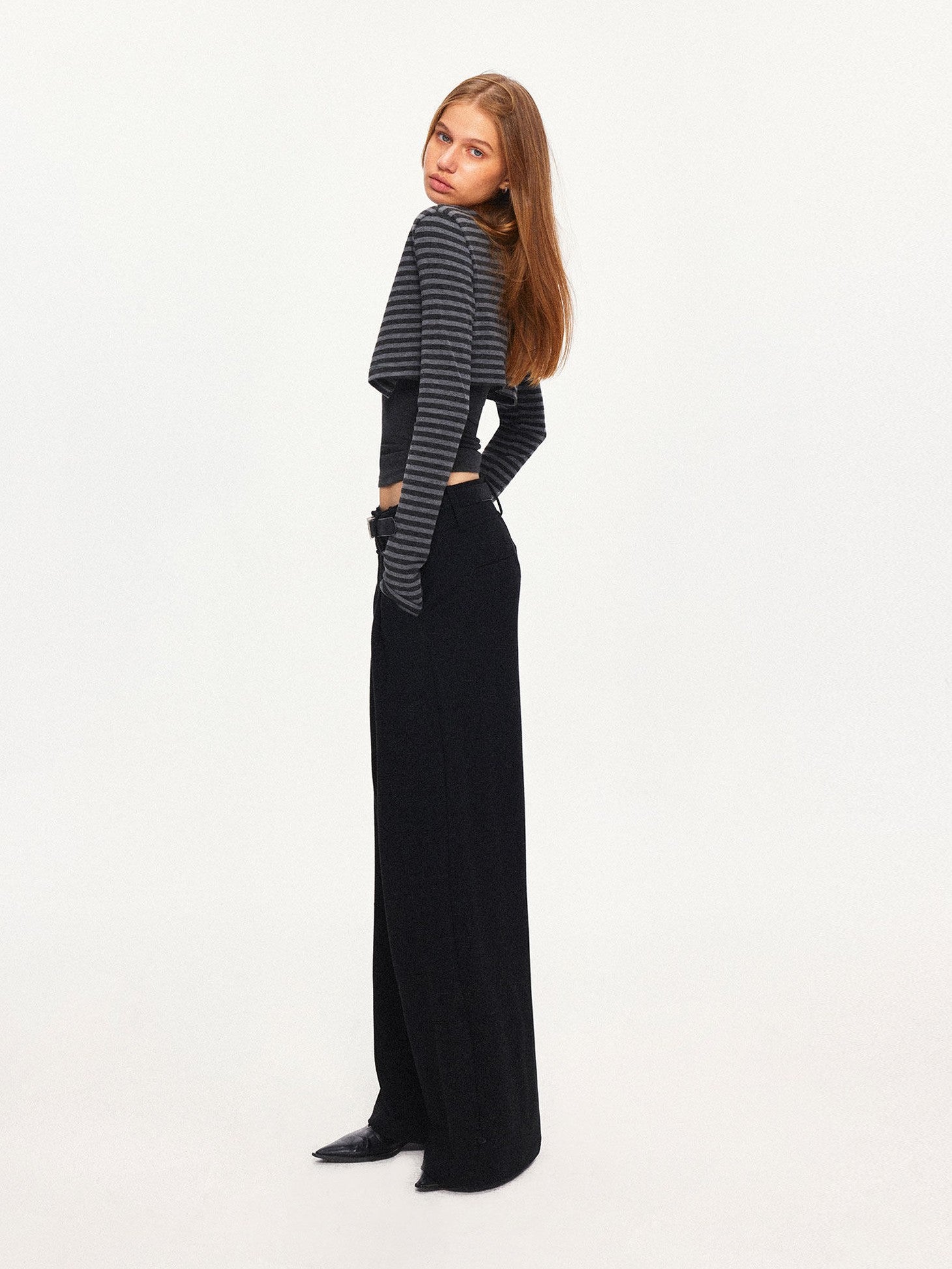 kvkv Black Grey Striped Contrast Slim Women&