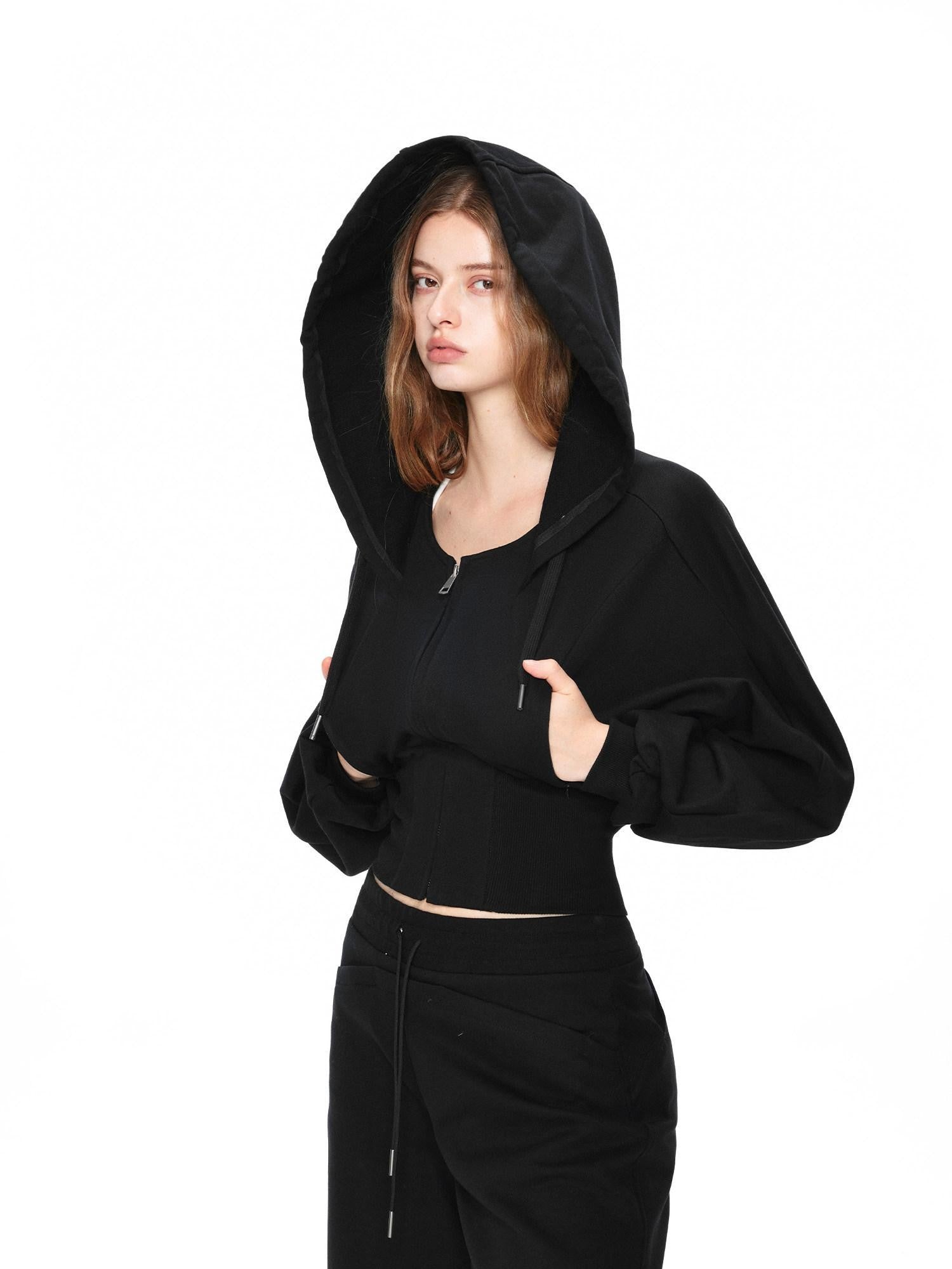 kvkv Black Oversized Foldover Collar Cinched Waist Women&