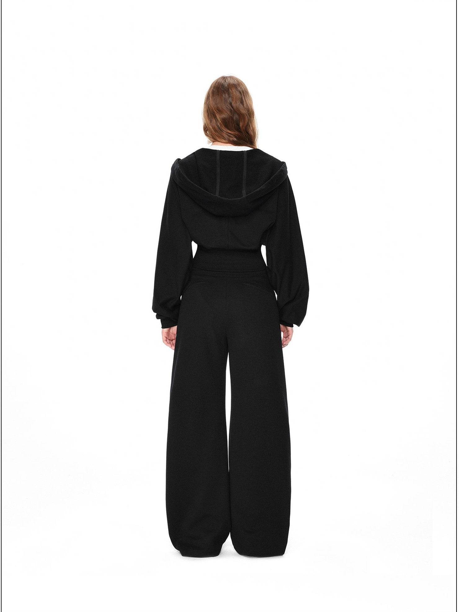 kvkv Black Oversized Foldover Collar Cinched Waist Women&