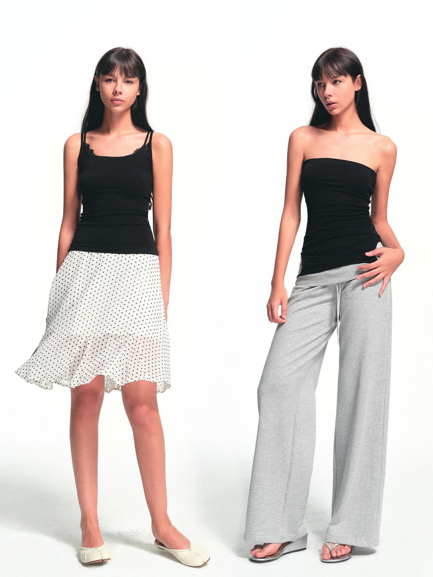 kvkv Black Scalloped Lace Trim Multiway Slim Fit Women&