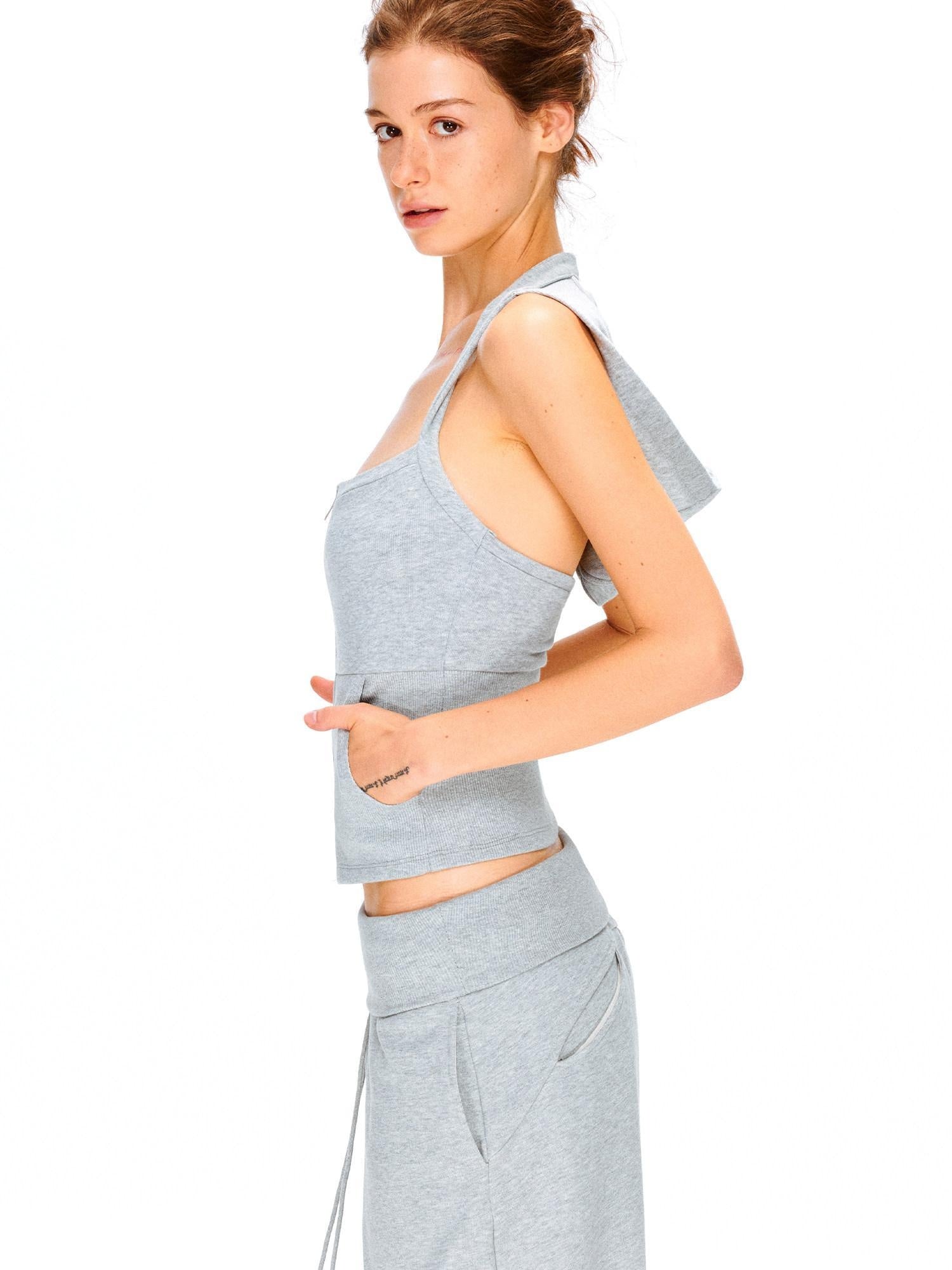kvkv Breathable Cotton Blend Cropped Zipper U Neck Sporty Casual Women T-Shirt