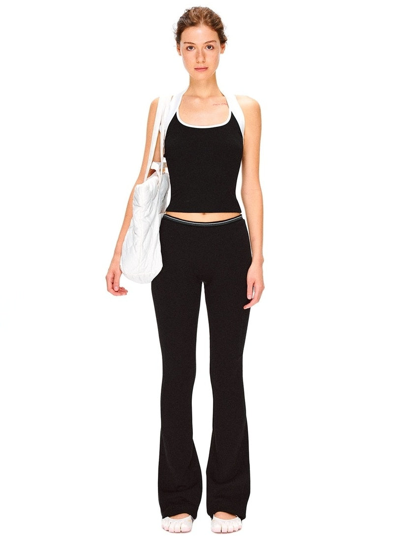 kvkv Breathable Cotton Modal Blend Striped Micro Flare Natural Waist Women Gym Pants