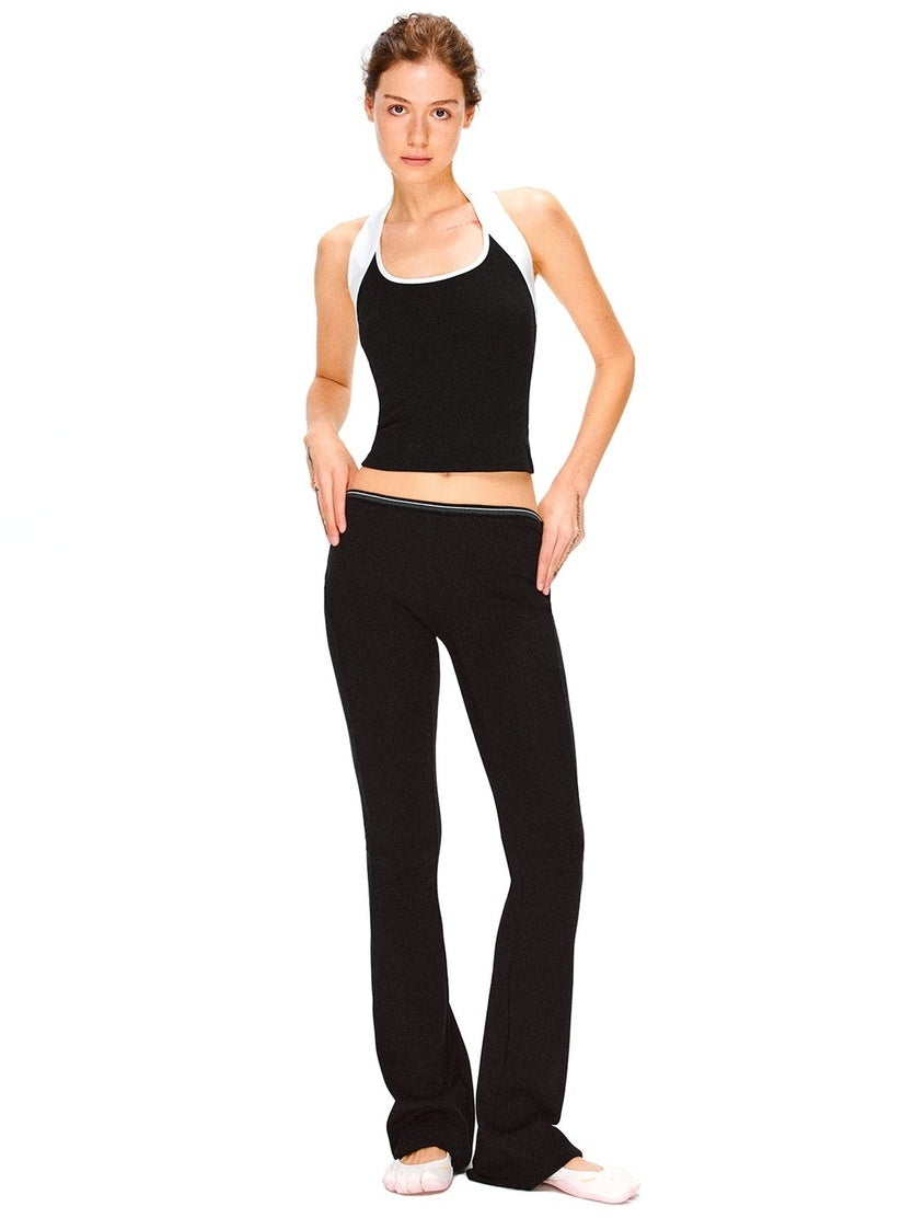 kvkv Breathable Cotton Modal Blend Striped Micro Flare Natural Waist Women Gym Pants