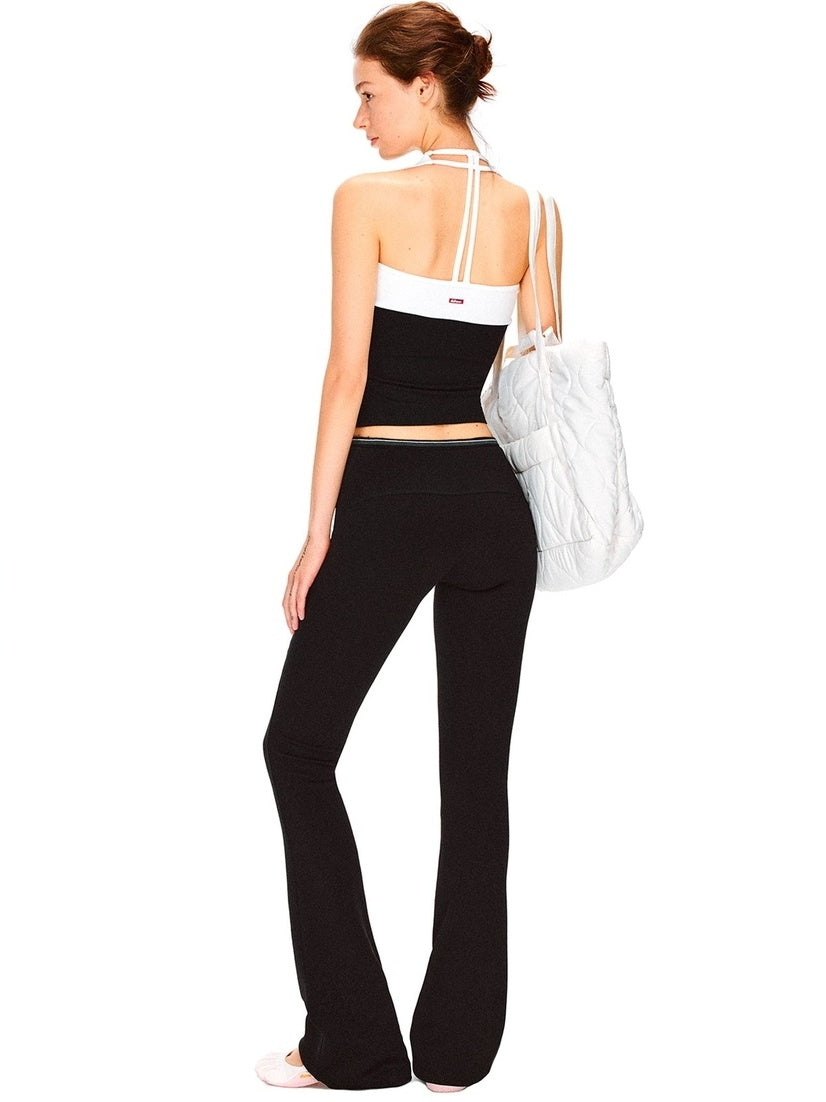 kvkv Breathable Cotton Modal Blend Striped Micro Flare Natural Waist Women Gym Pants