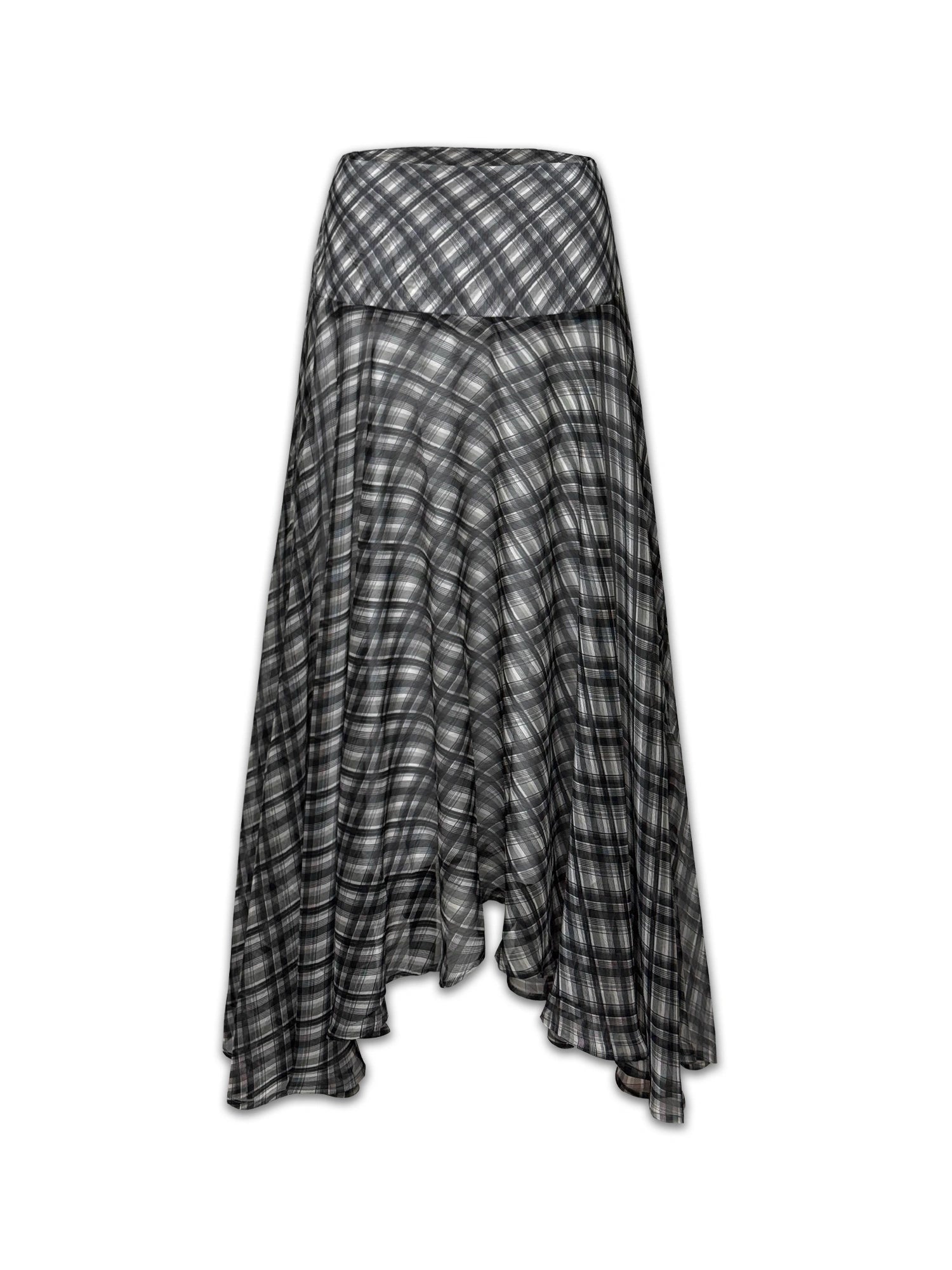 kvkv_Checkered_Asymmetrical_Hem_Flowy_Skirt_MISSTT