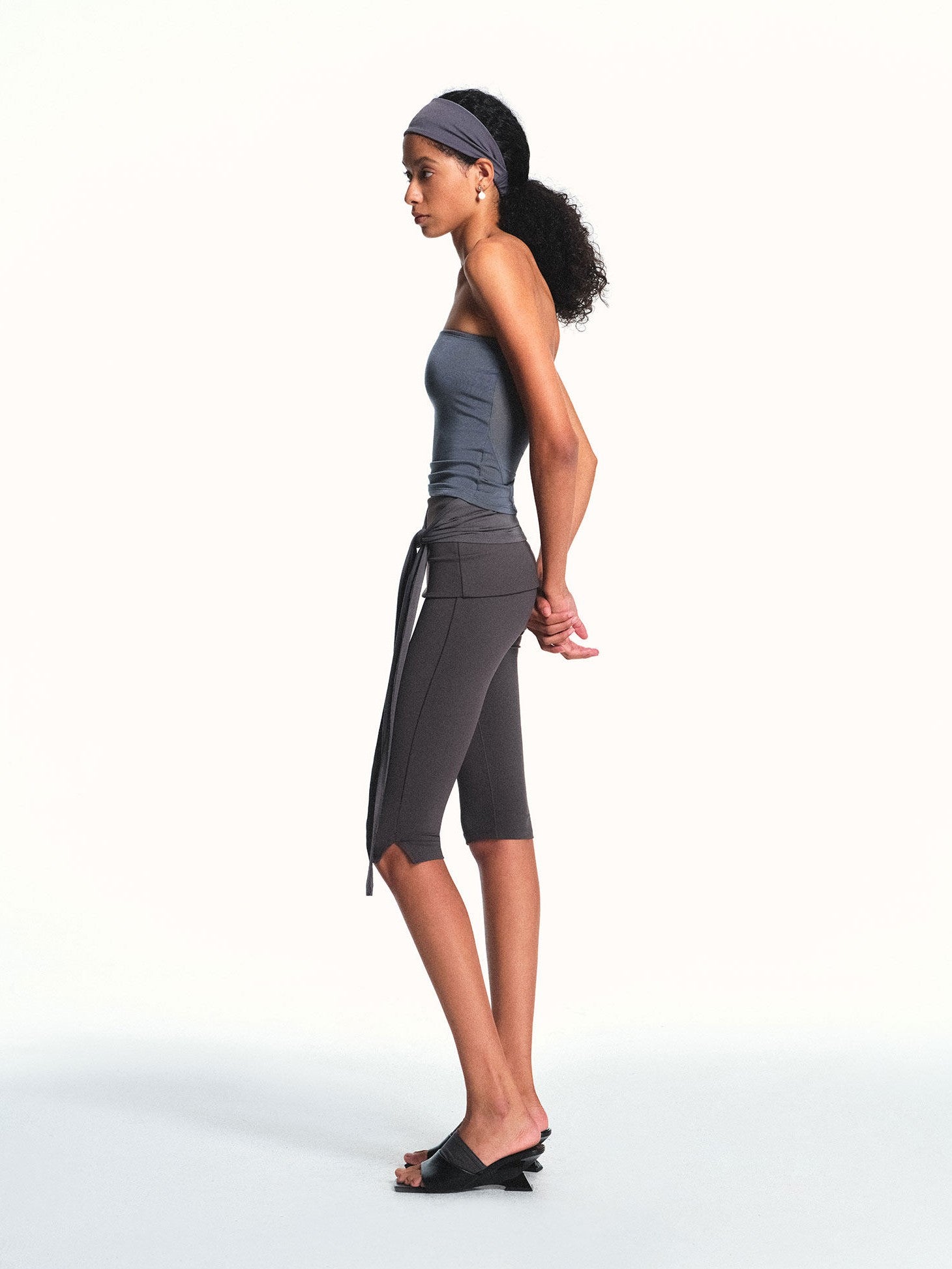 kvkv Cloud Blue Gray Ribbon Spliced Structured Slim Women&