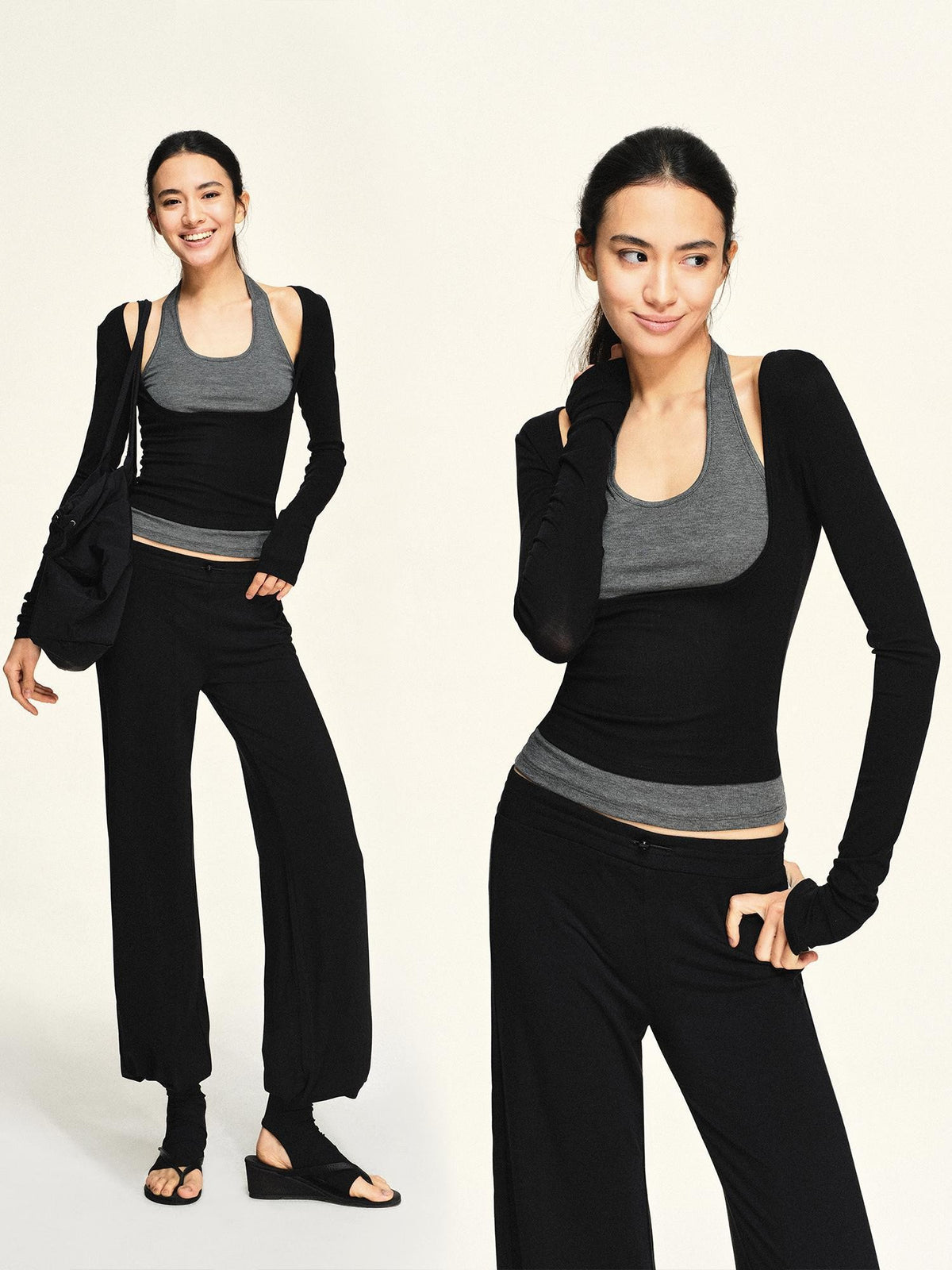 kvkv Color Block Faux Two Piece Halter Slim Fit Women&