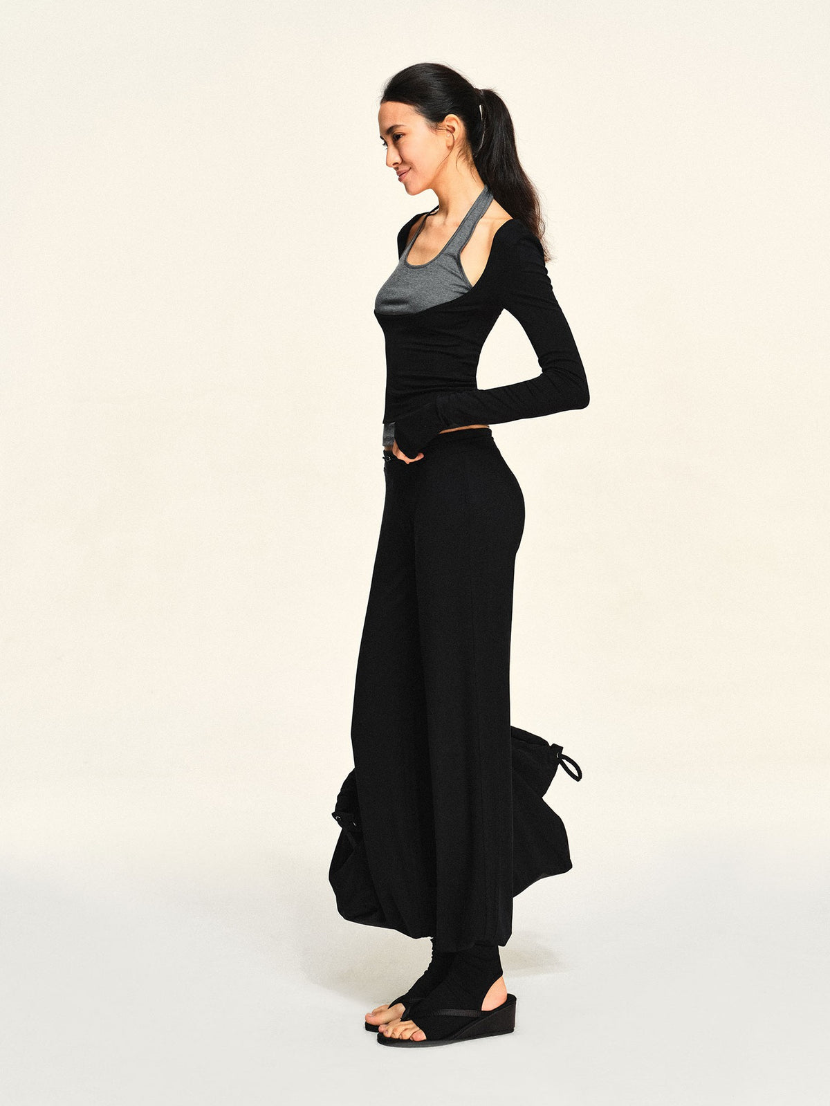 kvkv Color Block Faux Two Piece Halter Slim Fit Women&