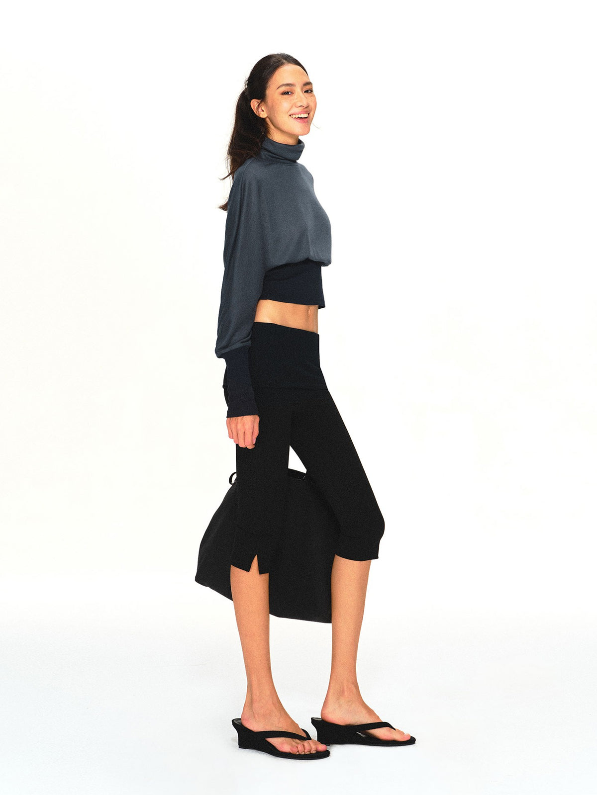 kvkv Color Block High Neck Batwing Sleeve Women&