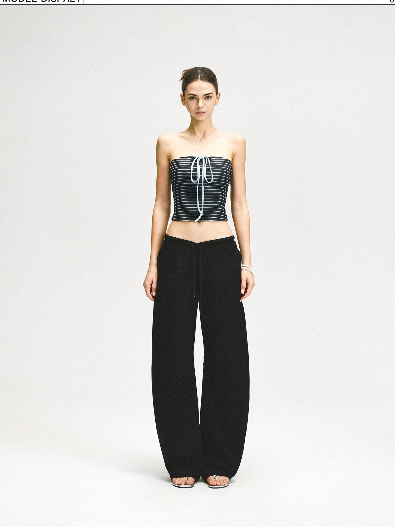 kvkv Color Block Striped Tie Front Halter Top