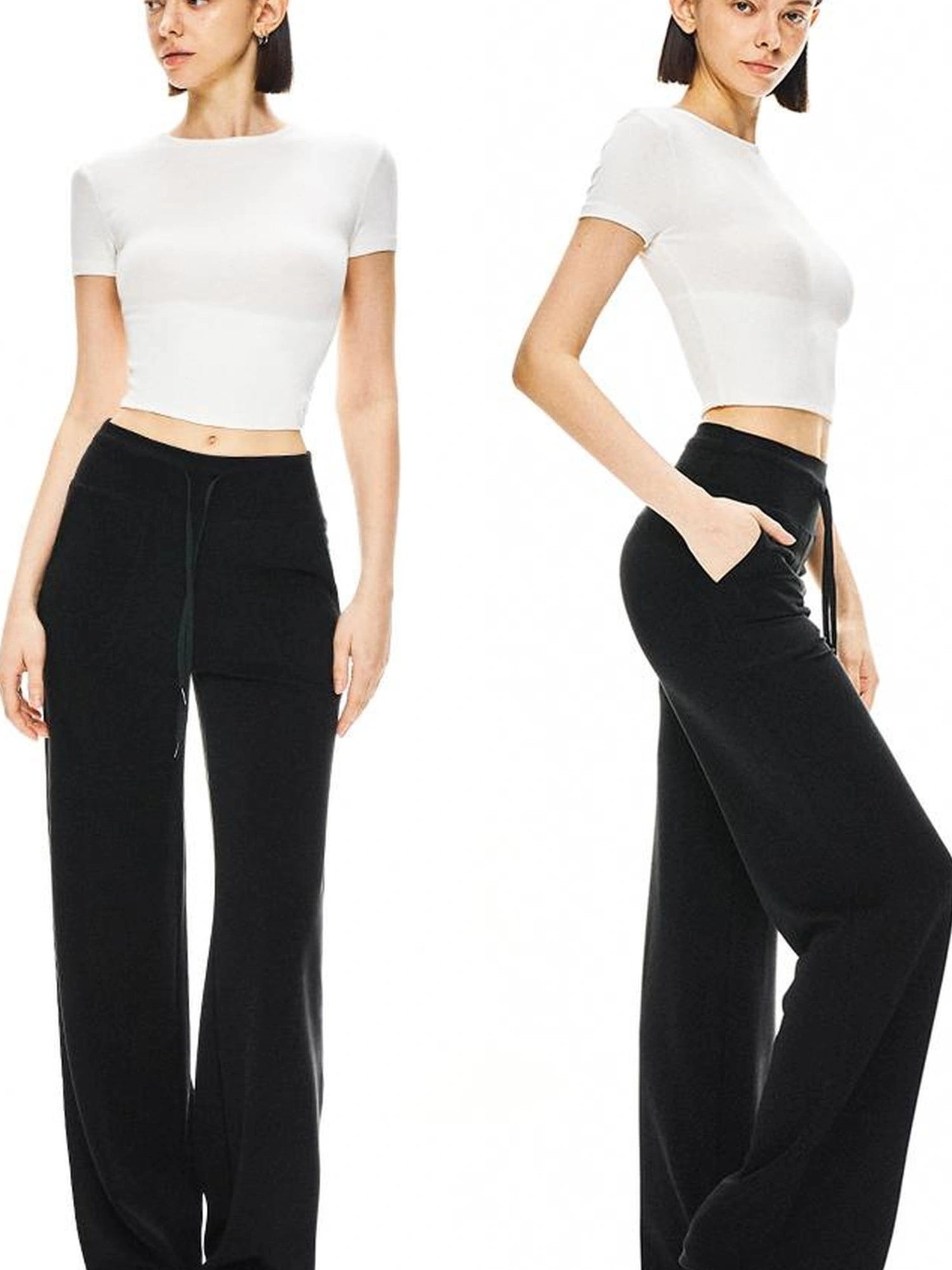 kvkv Comfy Straight Leg Yoga Pants With Drawstring