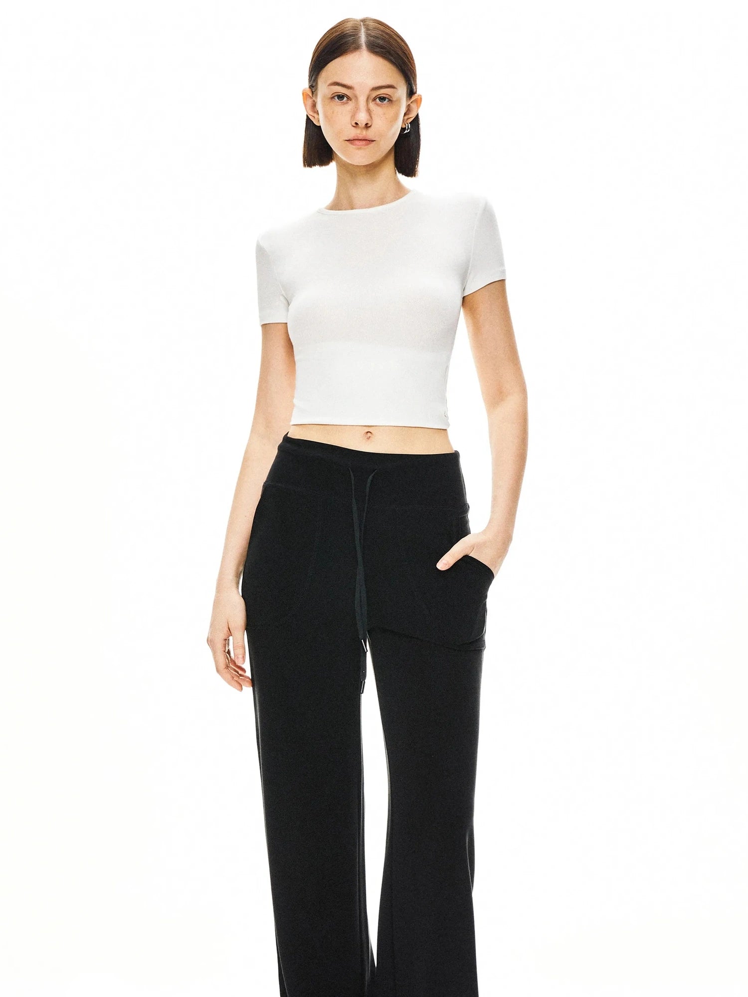 kvkv Comfy Straight Leg Yoga Pants With Drawstring