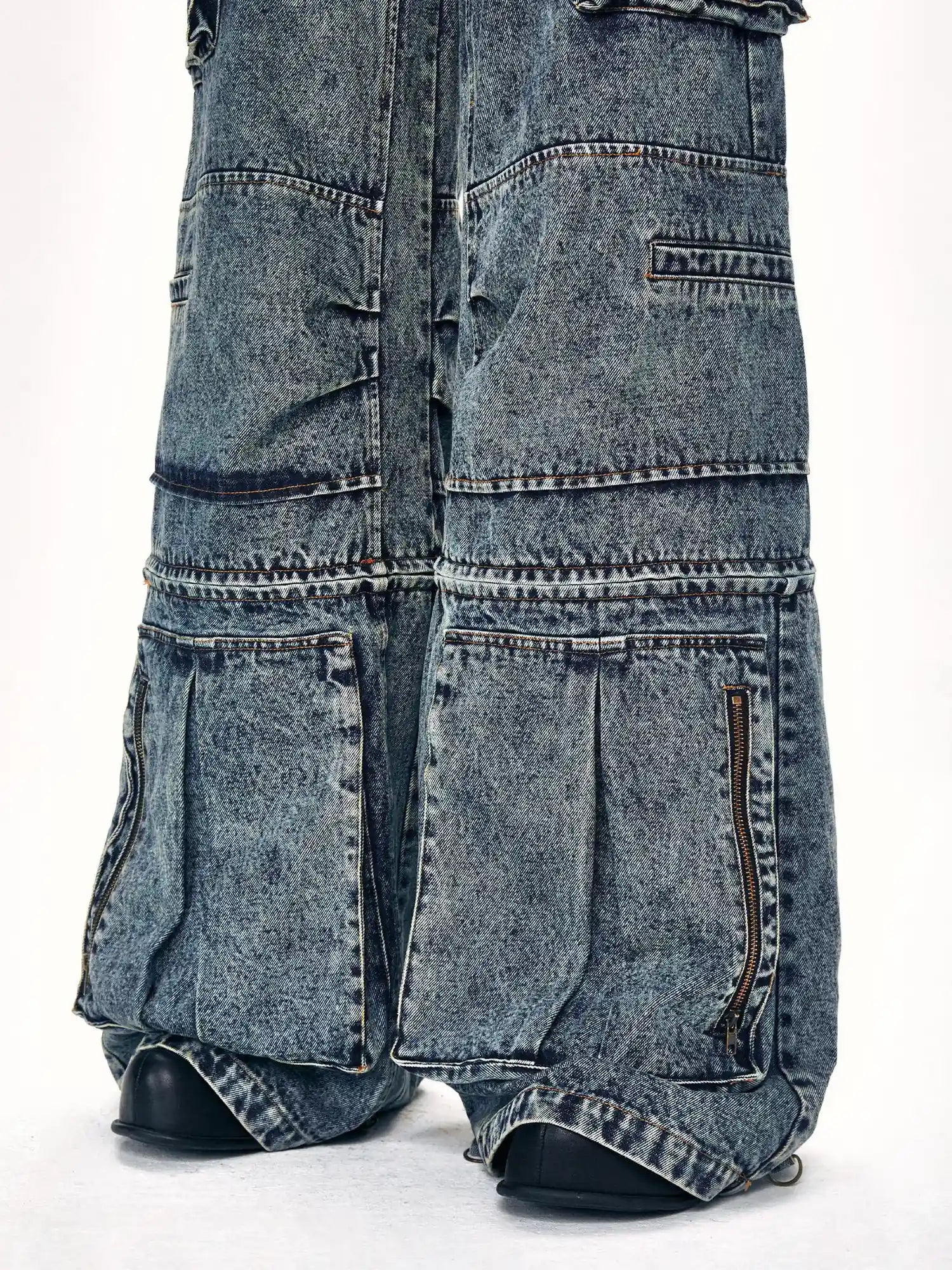 kvkv Convertible Washed Cargo Capri Jeans