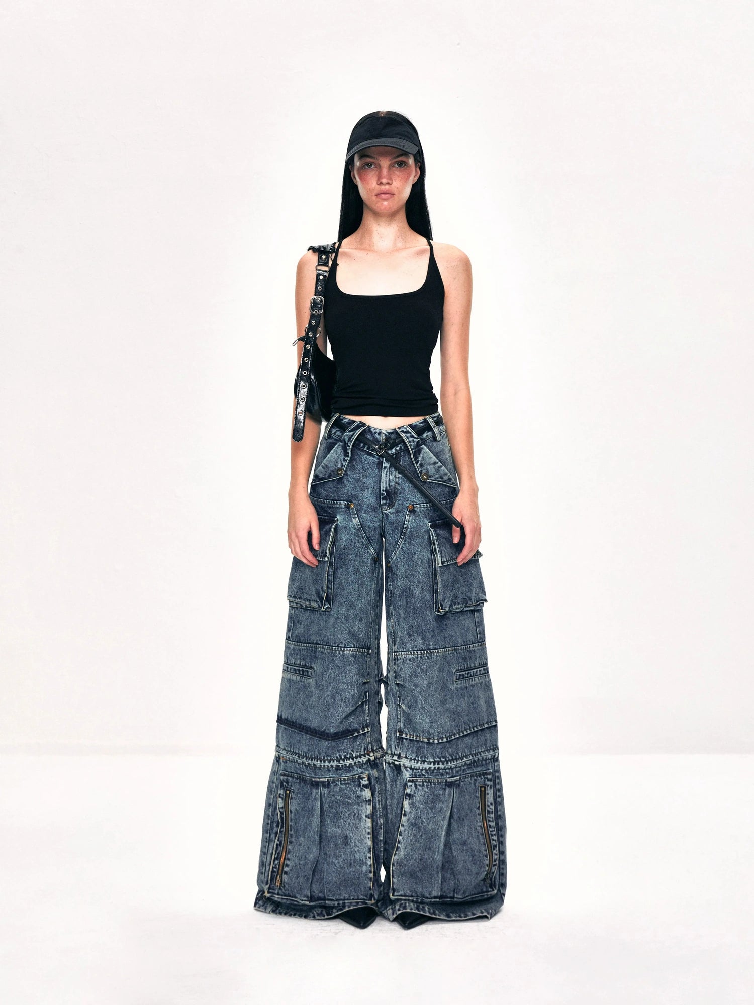 kvkv Convertible Washed Cargo Capri Jeans