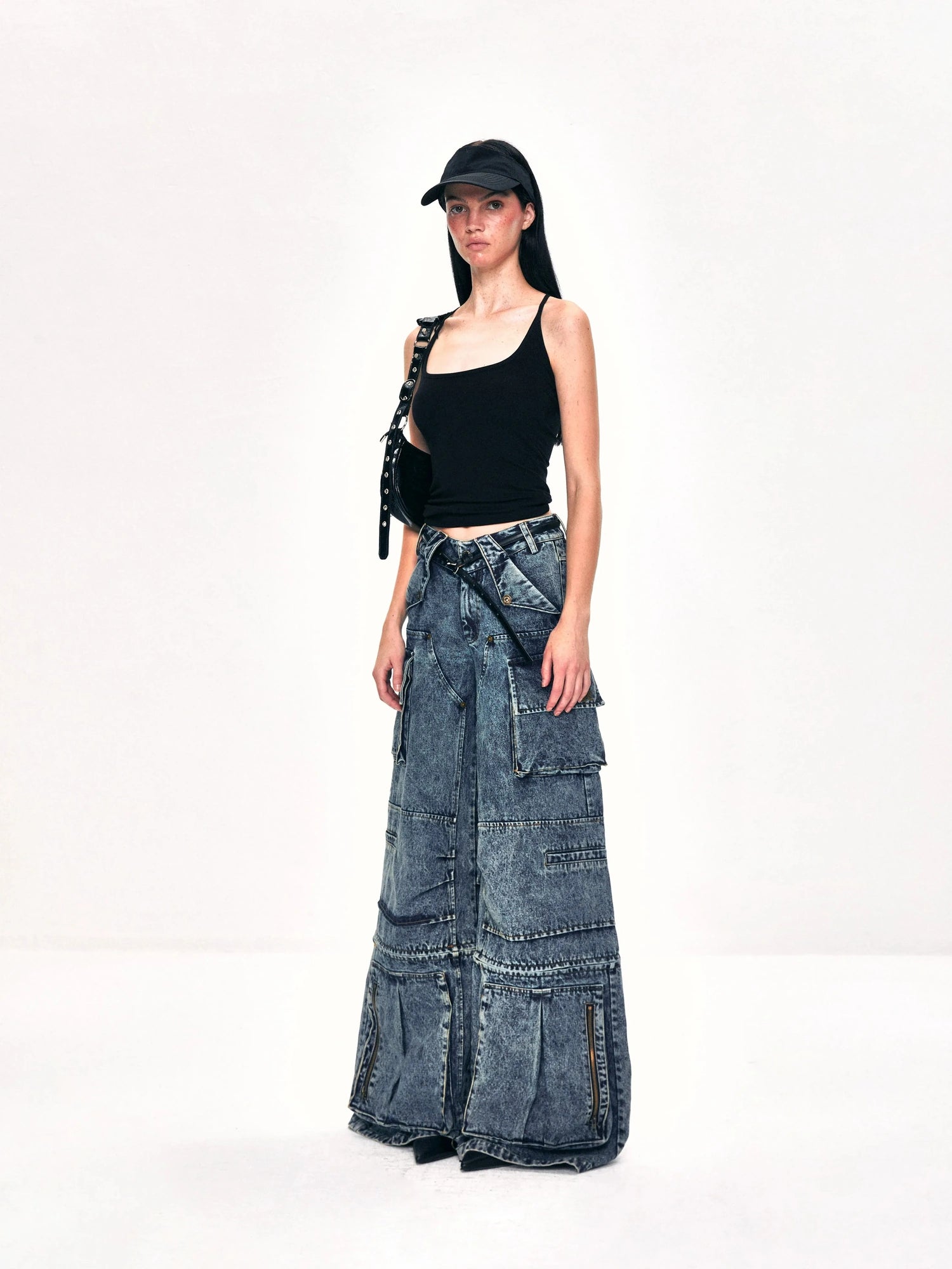 kvkv Convertible Washed Cargo Capri Jeans