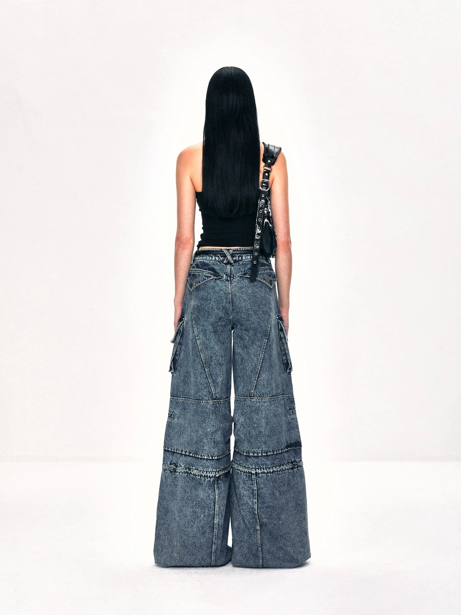 kvkv Convertible Washed Cargo Capri Jeans
