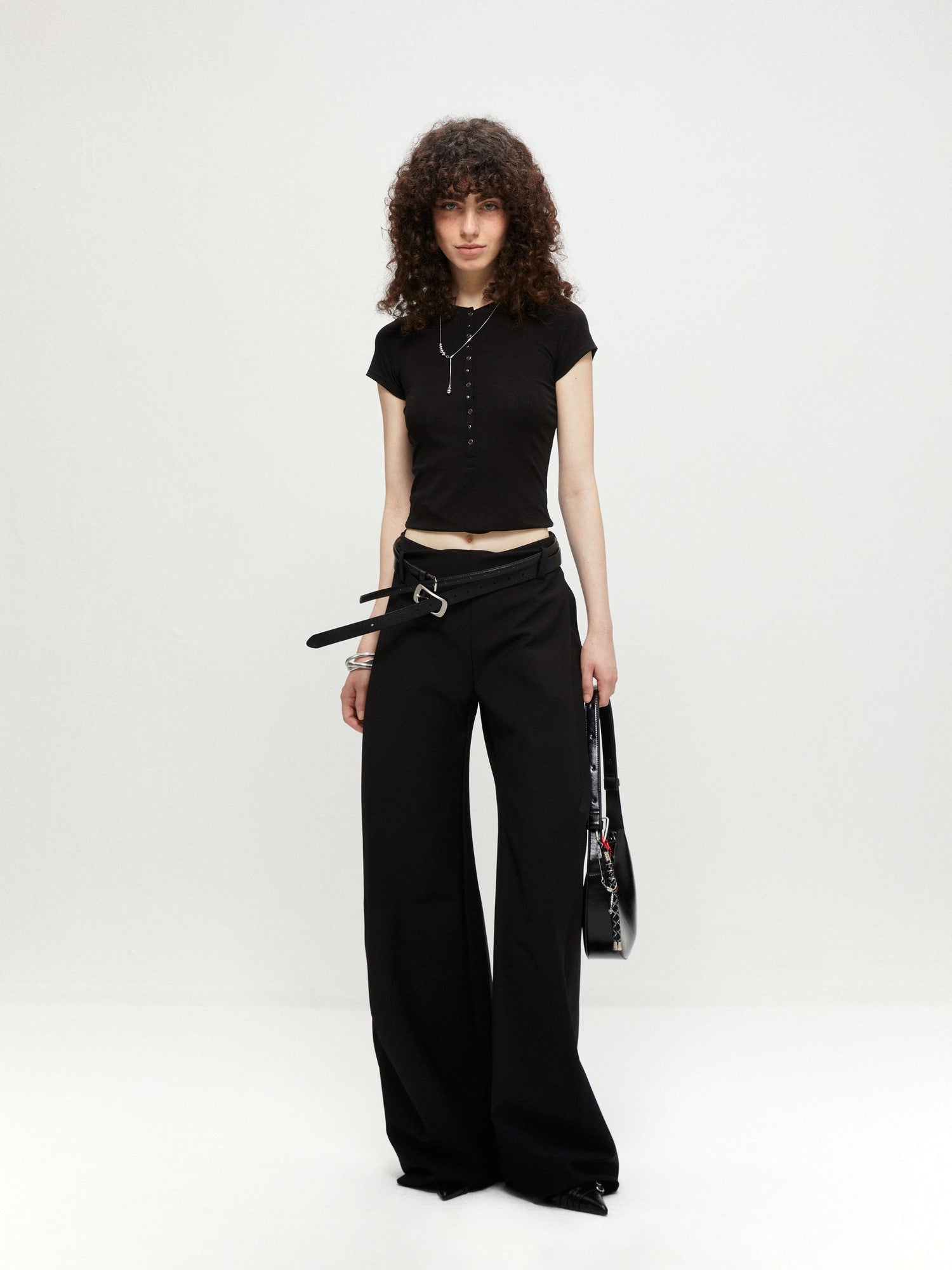 kvkv Cropped Henley Placket Slim Waist Women&