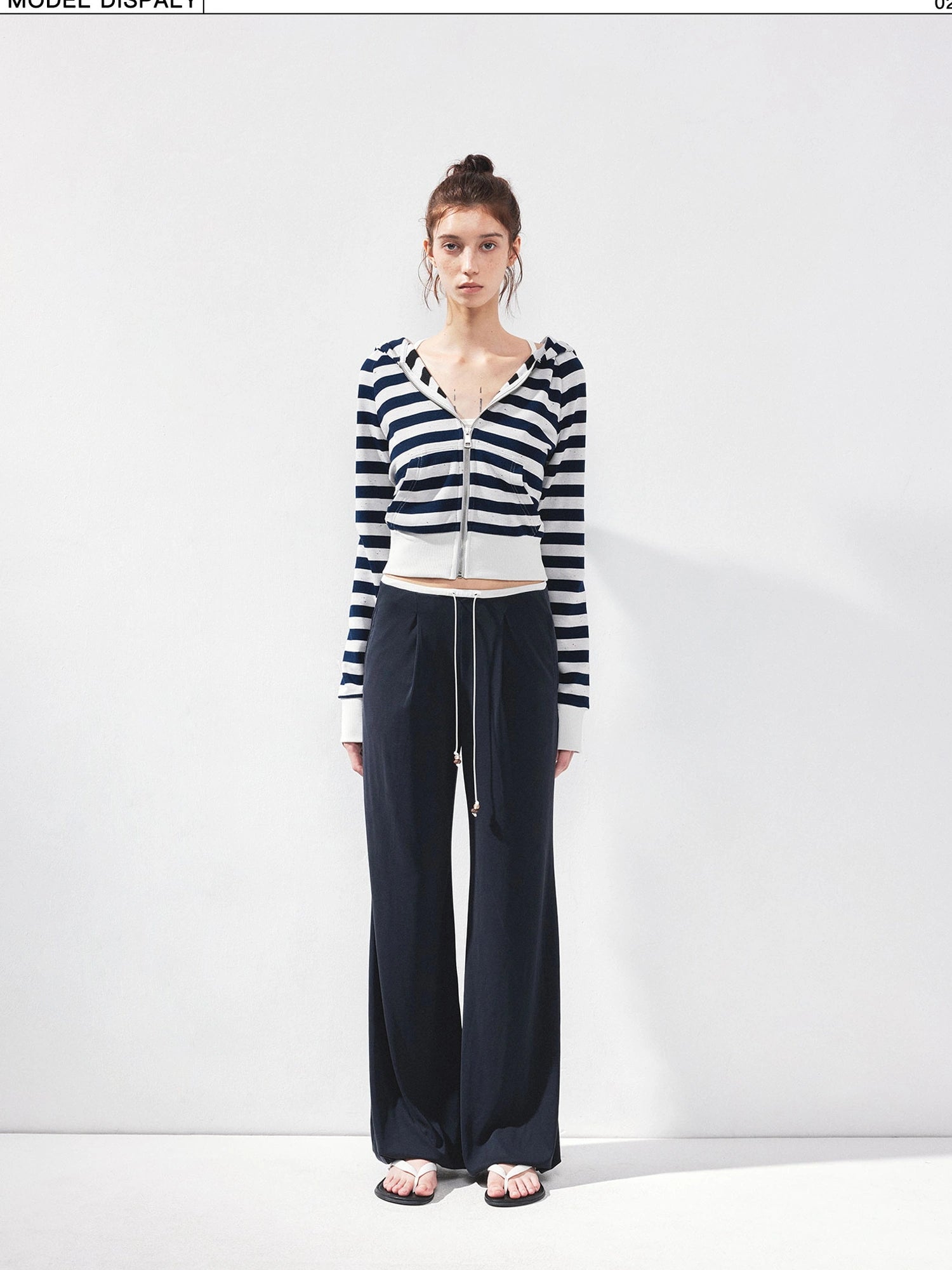 kvkv Cropped Raglan Hoodie Color Point Stripe