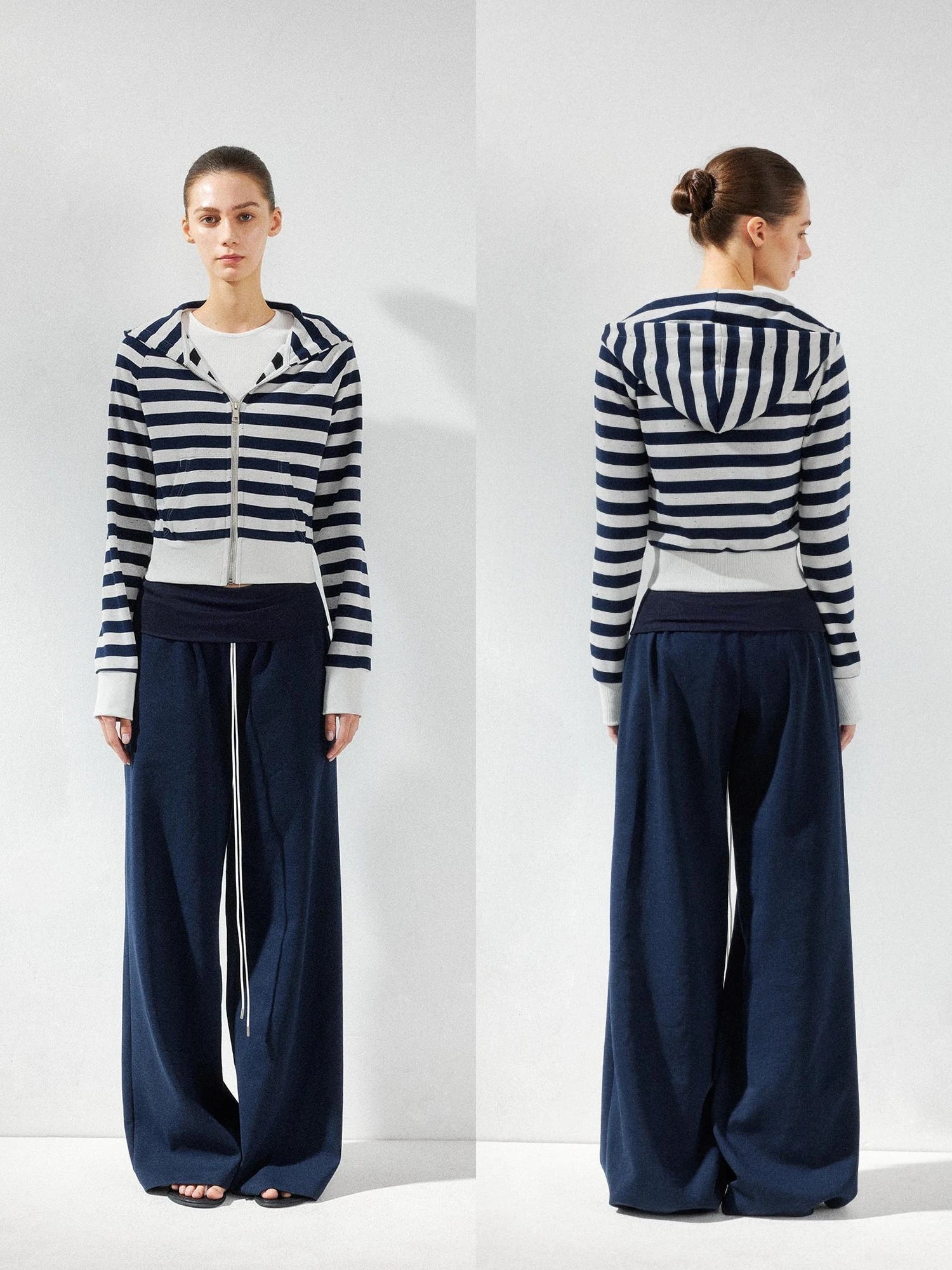 kvkv Cropped Raglan Hoodie Color Point Stripe