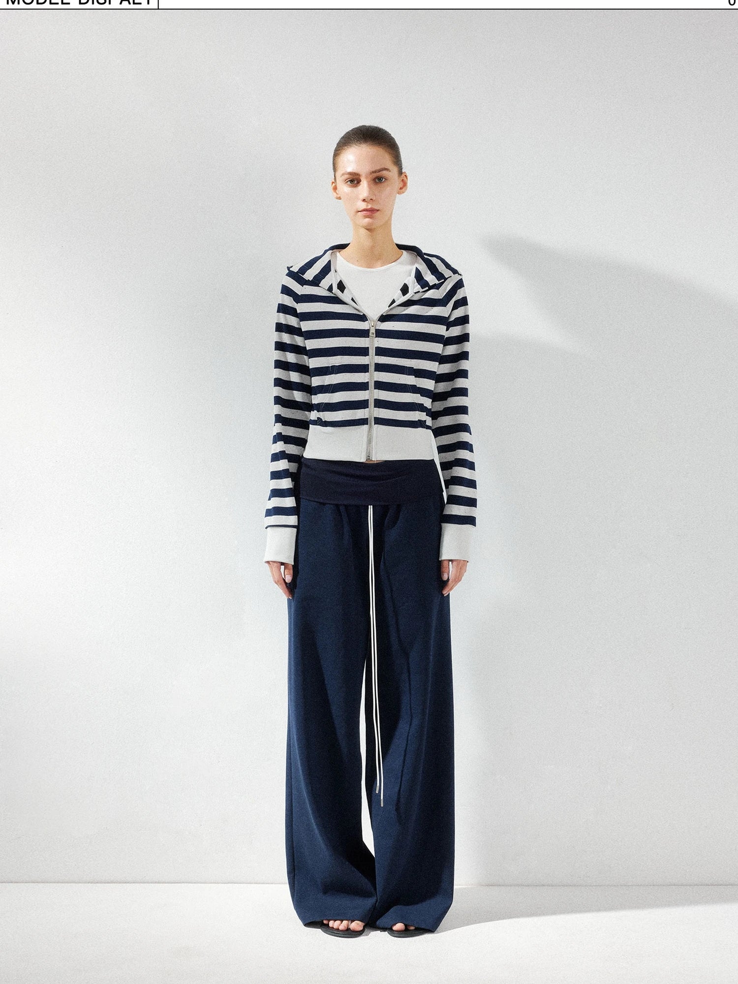kvkv Cropped Raglan Hoodie Color Point Stripe