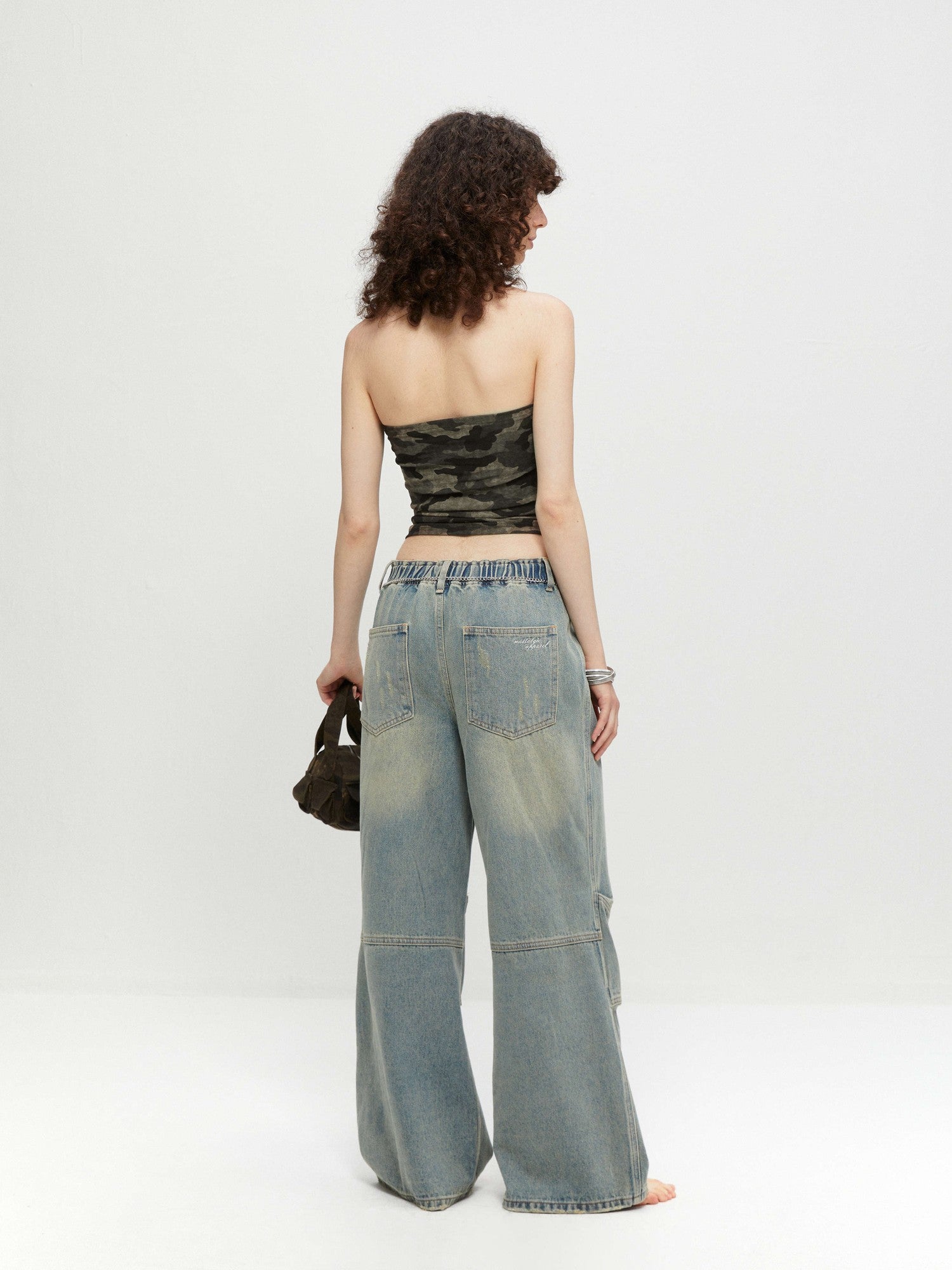 kvkv Cropped Rhinestone Camouflage Backless Bandeau Women&