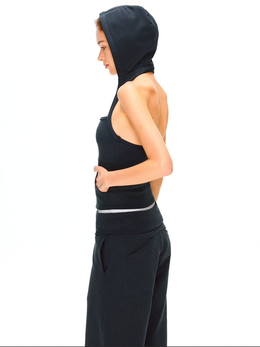 kvkv Cropped Zip Up Cotton Blend Athletic U Neck Women Casual Navy Hoodies