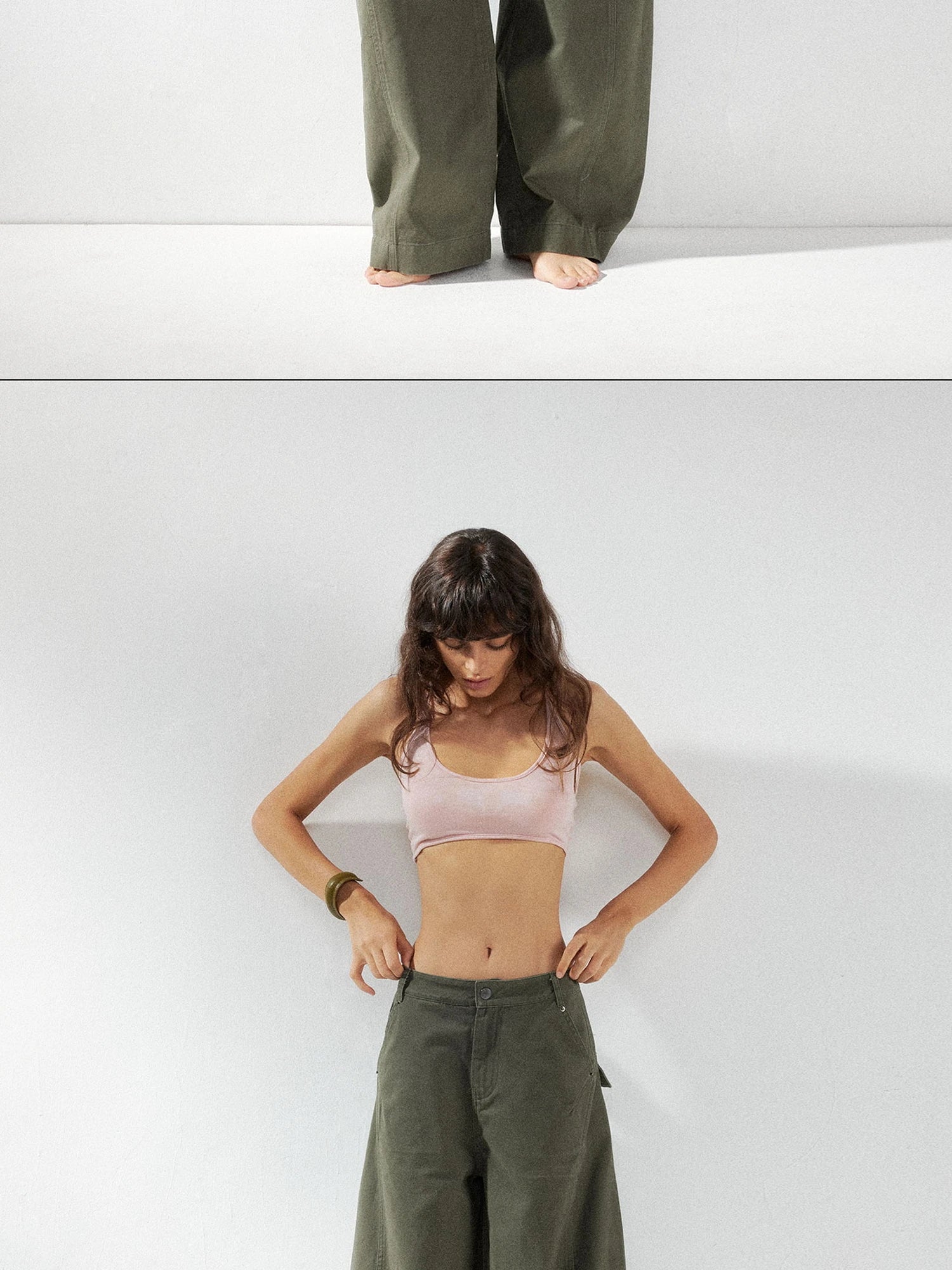 kvkv Curved Baggy Wide Leg Washed Carpenter Pants