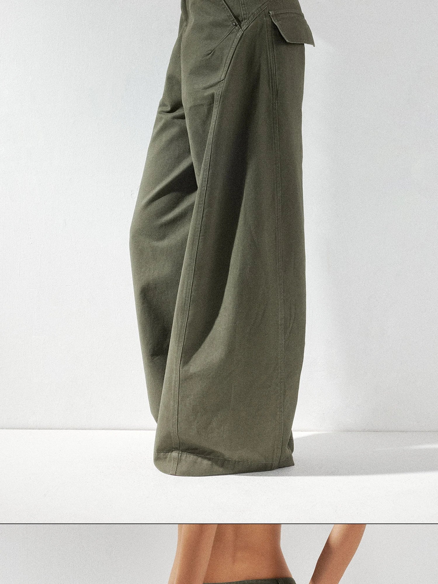 kvkv Curved Baggy Wide Leg Washed Carpenter Pants