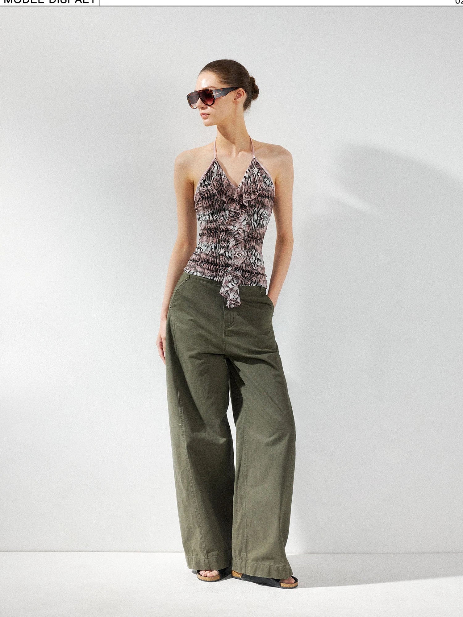 kvkv Curved Baggy Wide Leg Washed Carpenter Pants