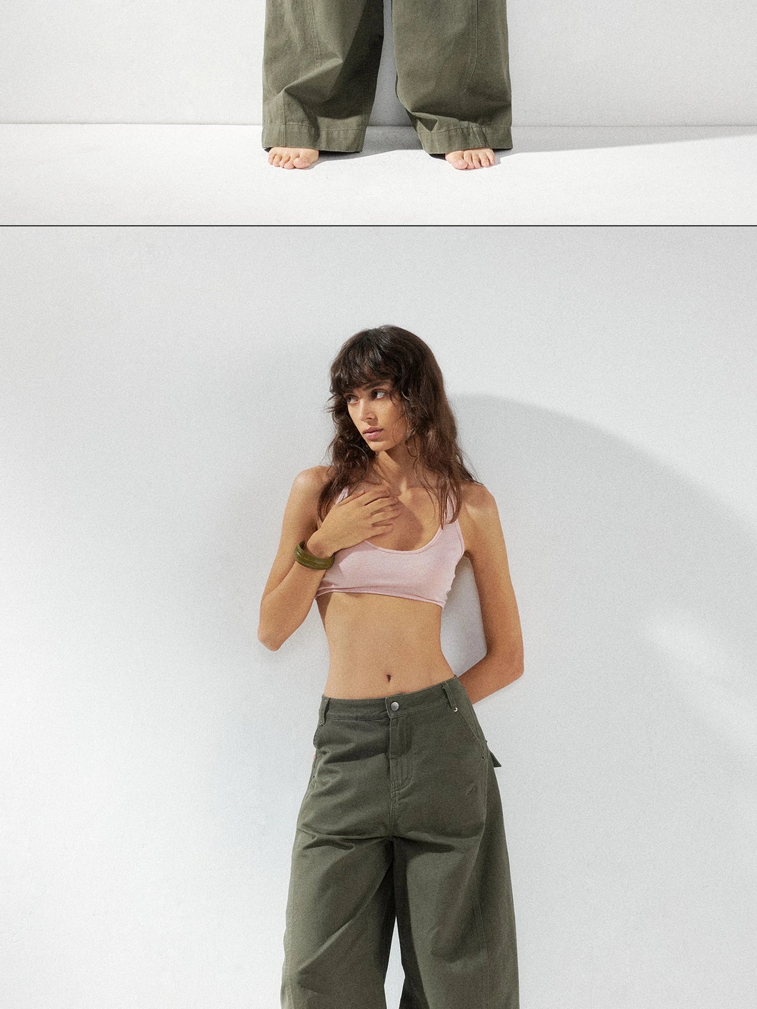 kvkv Curved Baggy Wide Leg Washed Carpenter Pants