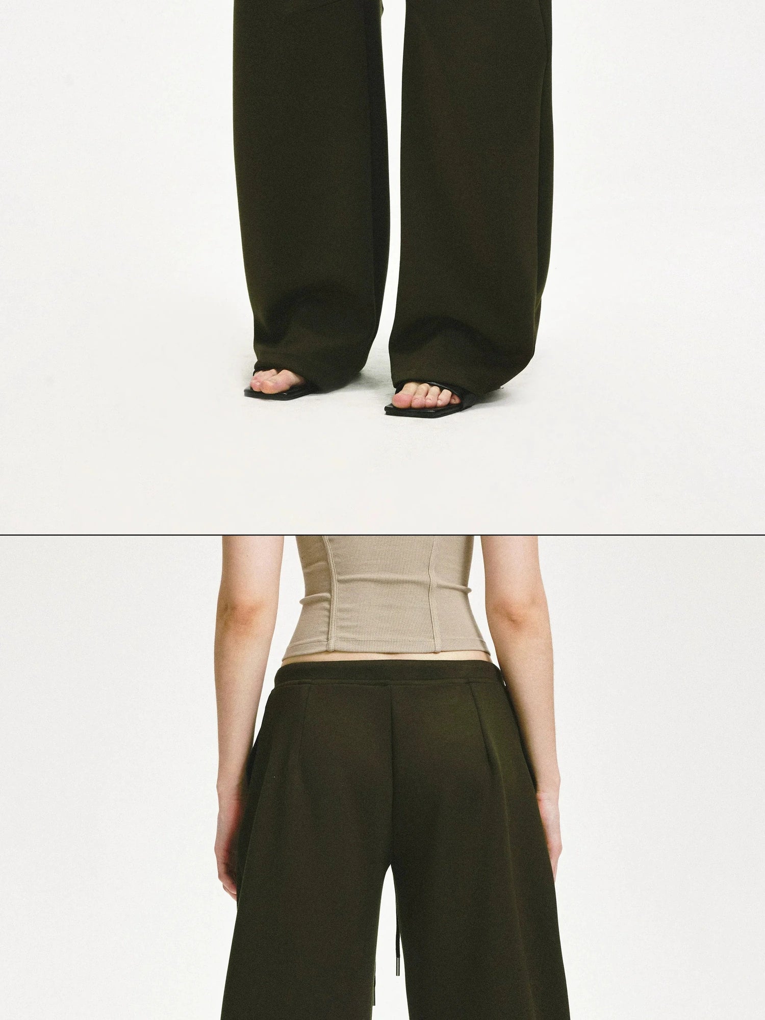 KVKV Yoga Clothing Brand - Curved Low Rise Olive Green Banana Pants
