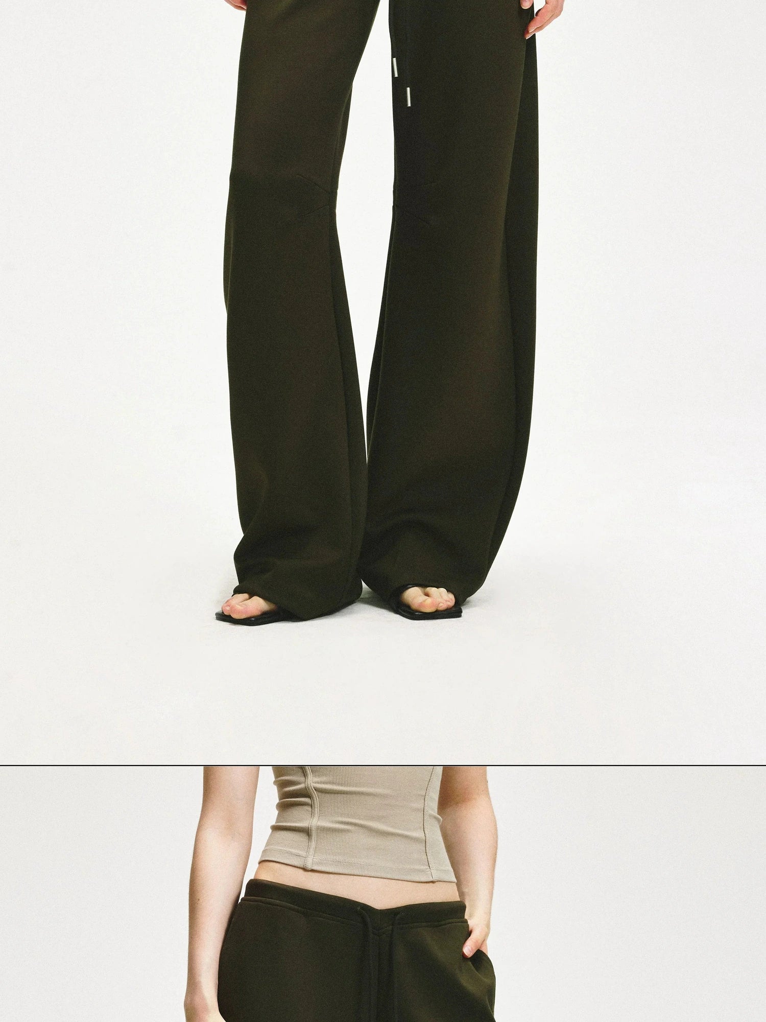 KVKV Yoga Clothing Brand - Curved Low Rise Olive Green Banana Pants