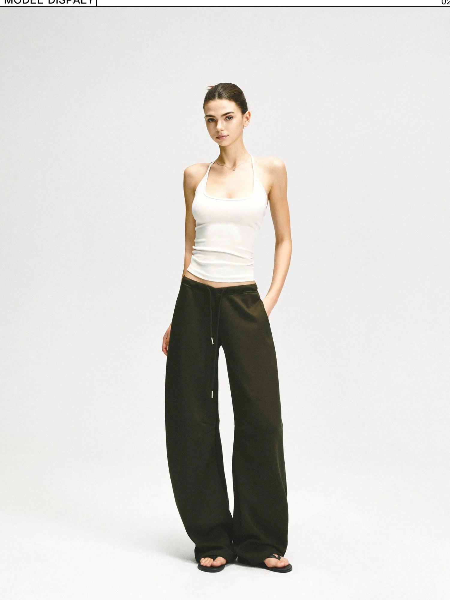 KVKV Yoga Clothing Brand - Curved Low Rise Olive Green Banana Pants