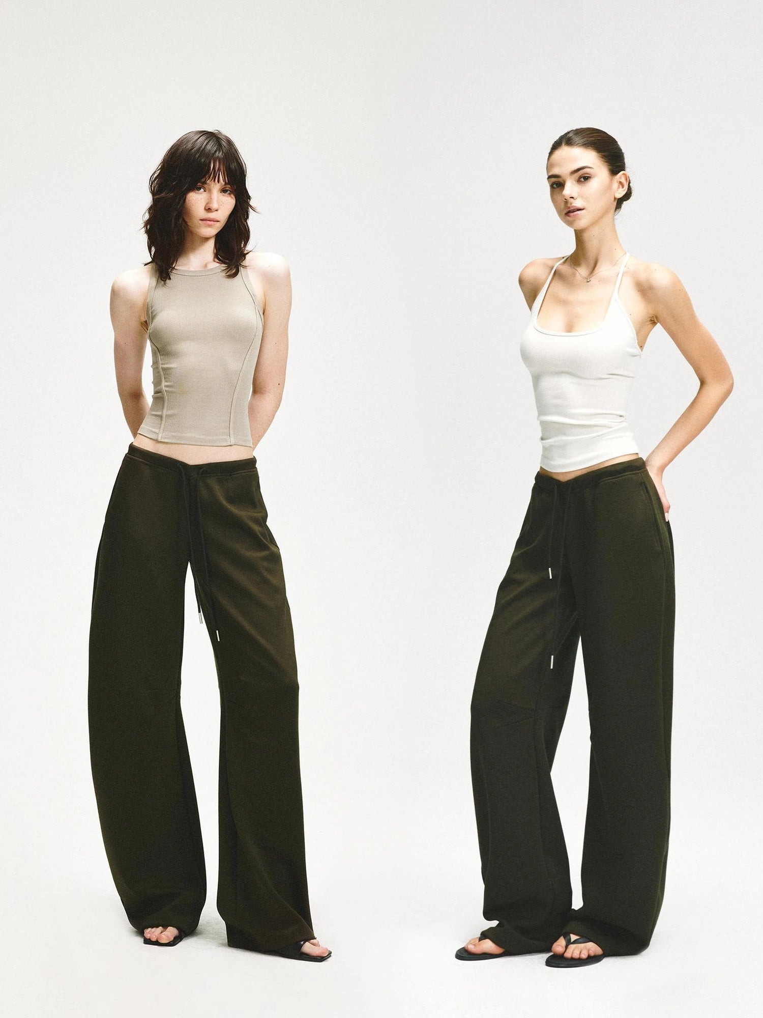 KVKV Yoga Clothing Brand - Curved Low Rise Olive Green Banana Pants