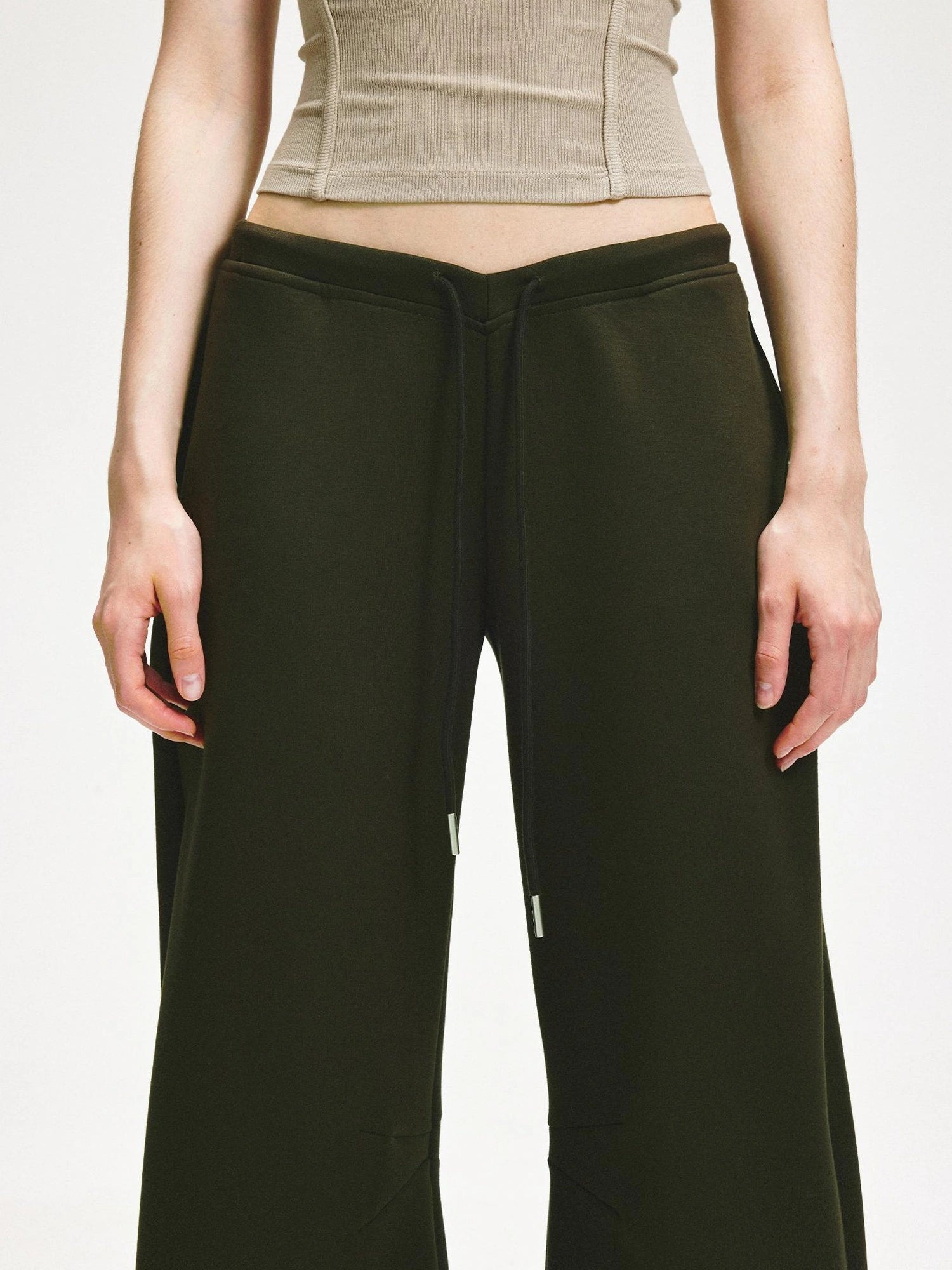 KVKV Yoga Clothing Brand - Curved Low Rise Olive Green Banana Pants