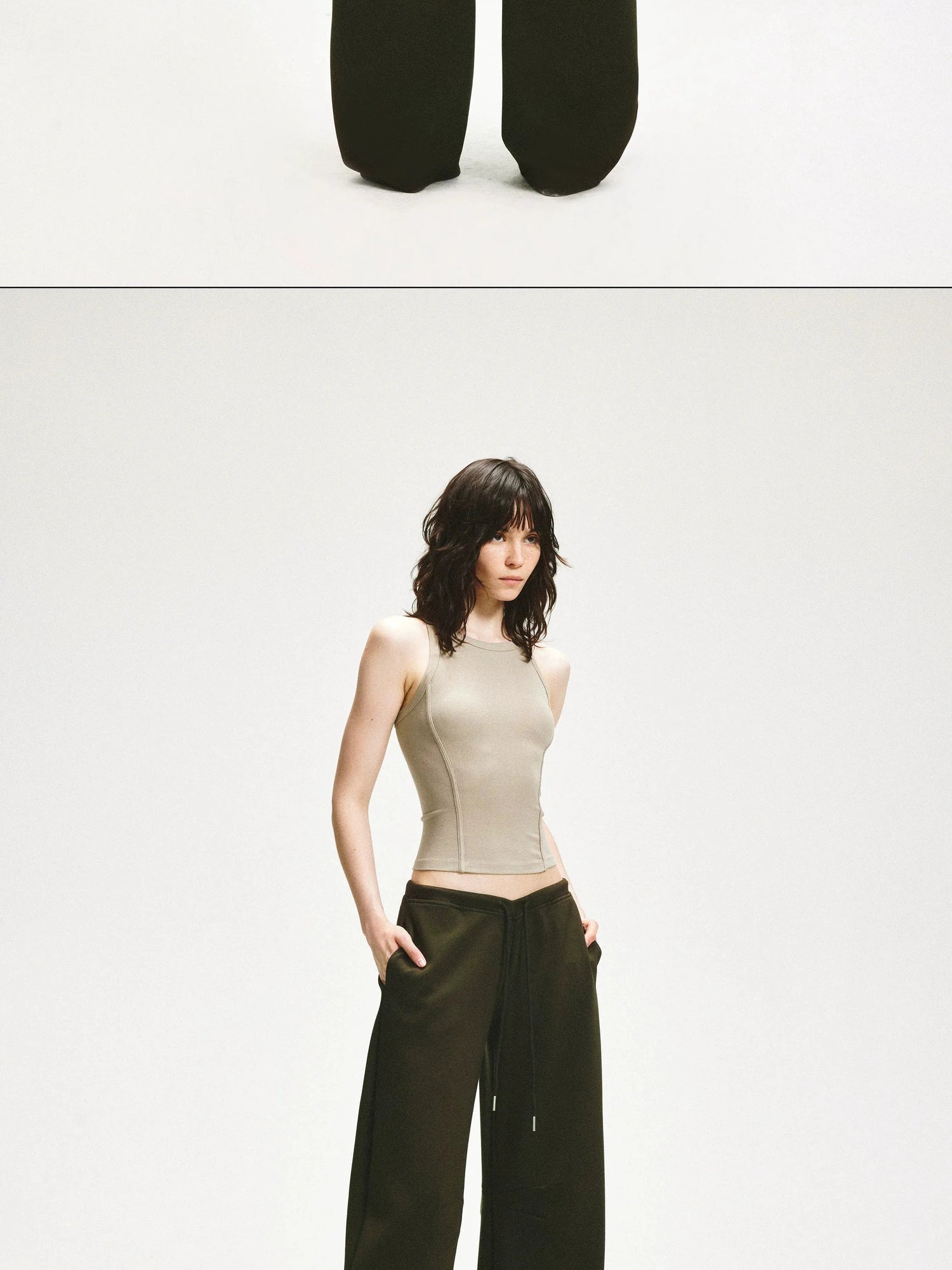 KVKV Yoga Clothing Brand - Curved Low Rise Olive Green Banana Pants