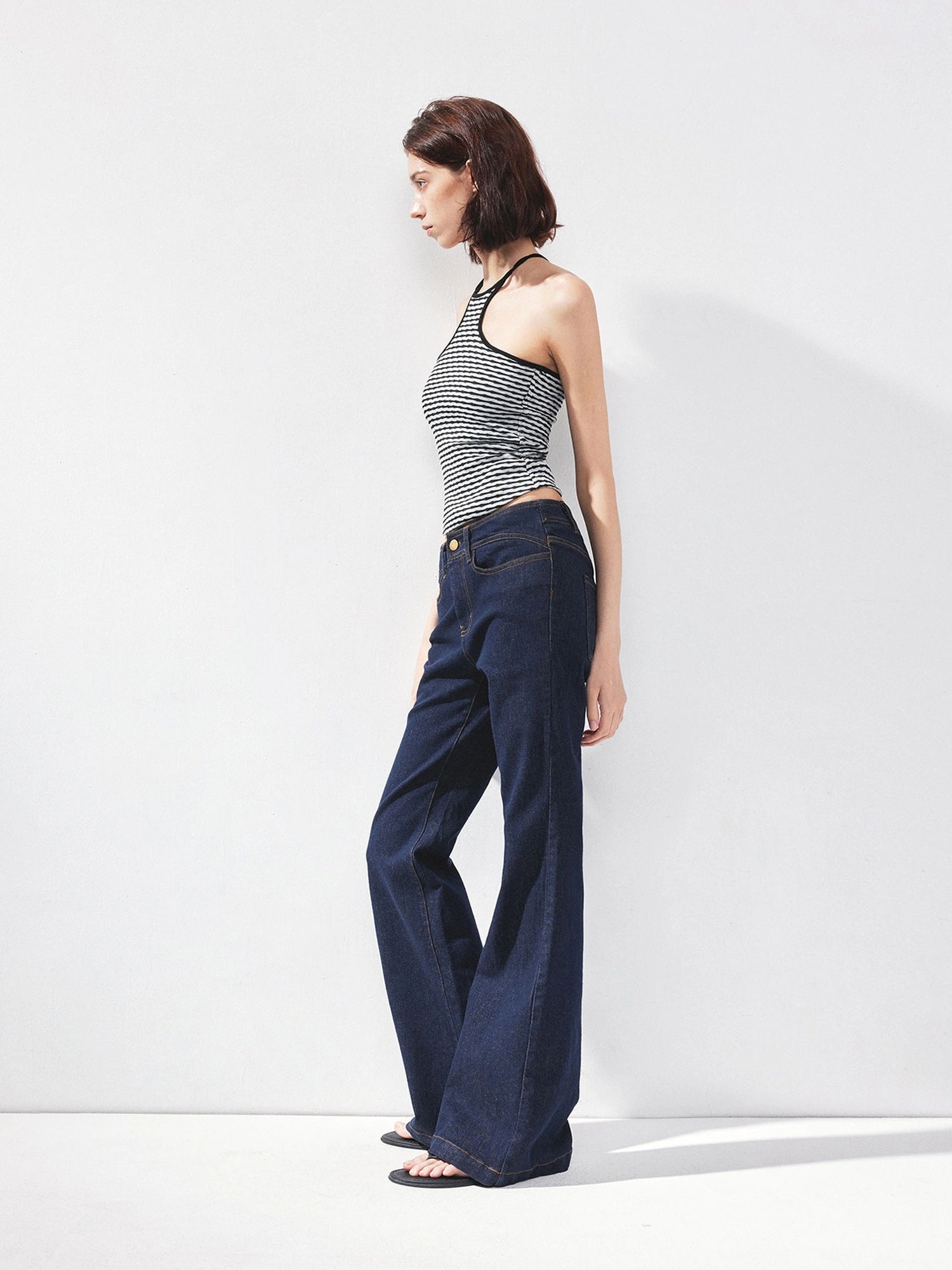 kvkv Curved Waist Bootcut Denim Trousers