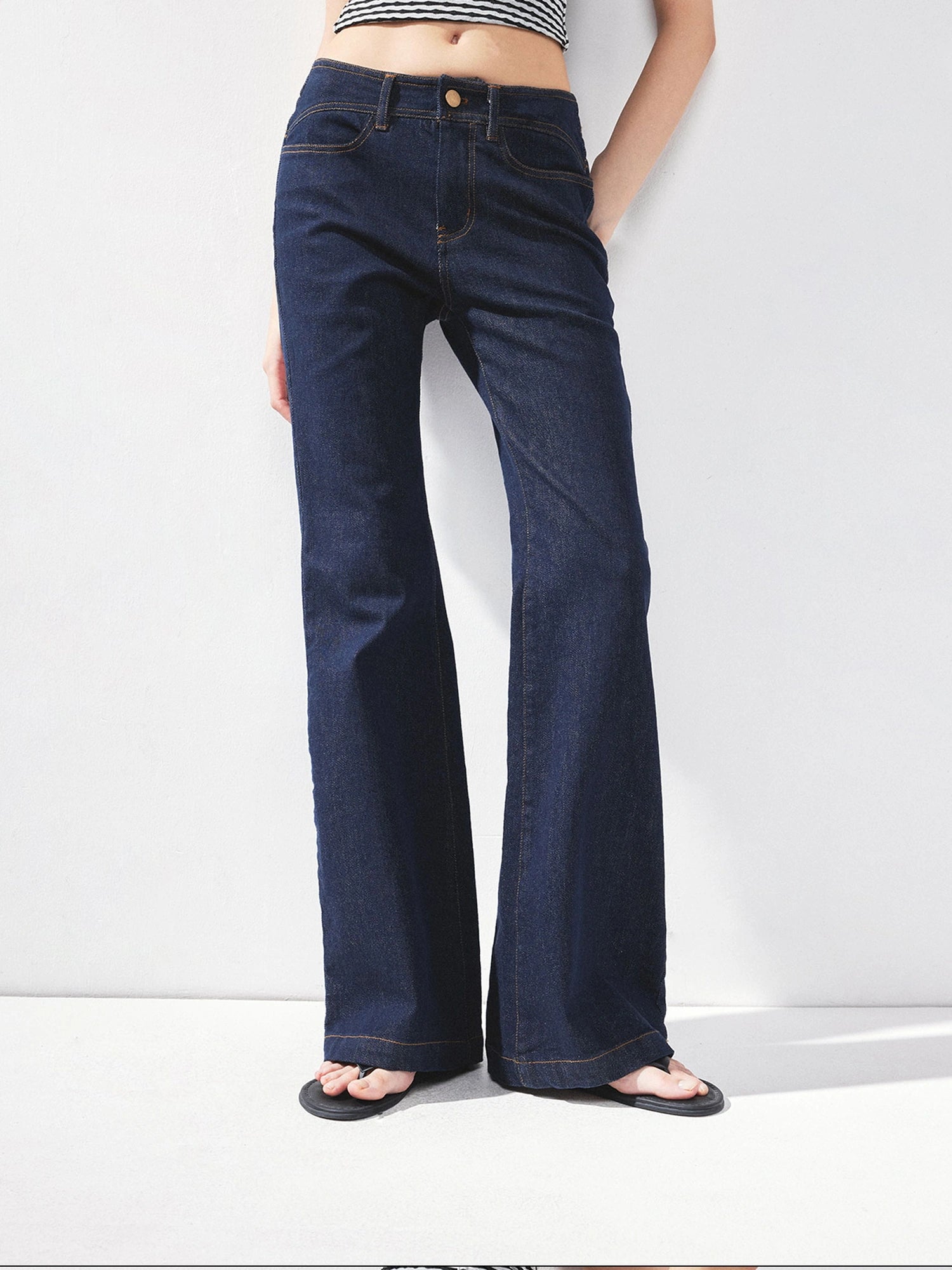 kvkv Curved Waist Bootcut Denim Trousers