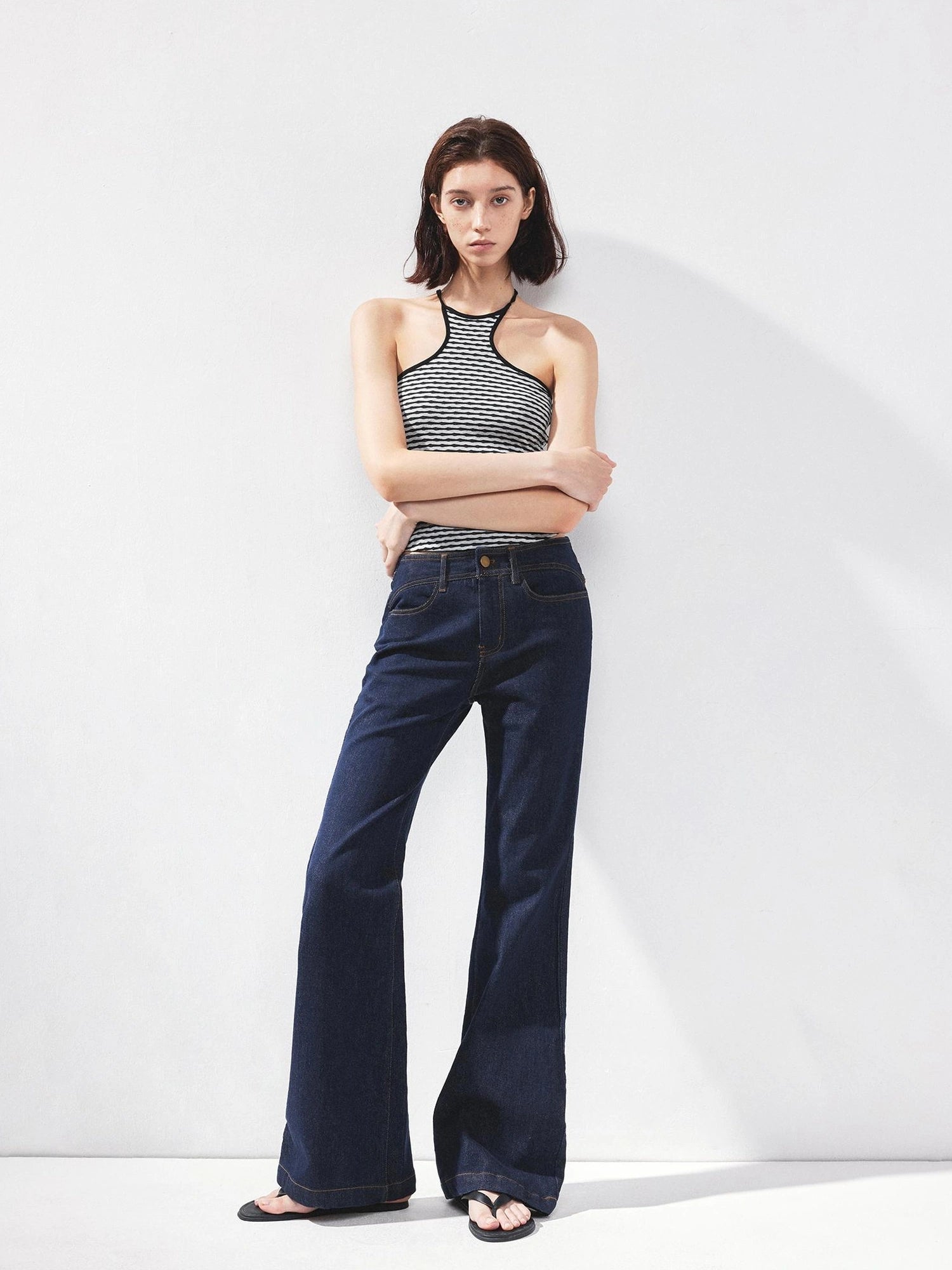 kvkv Curved Waist Bootcut Denim Trousers