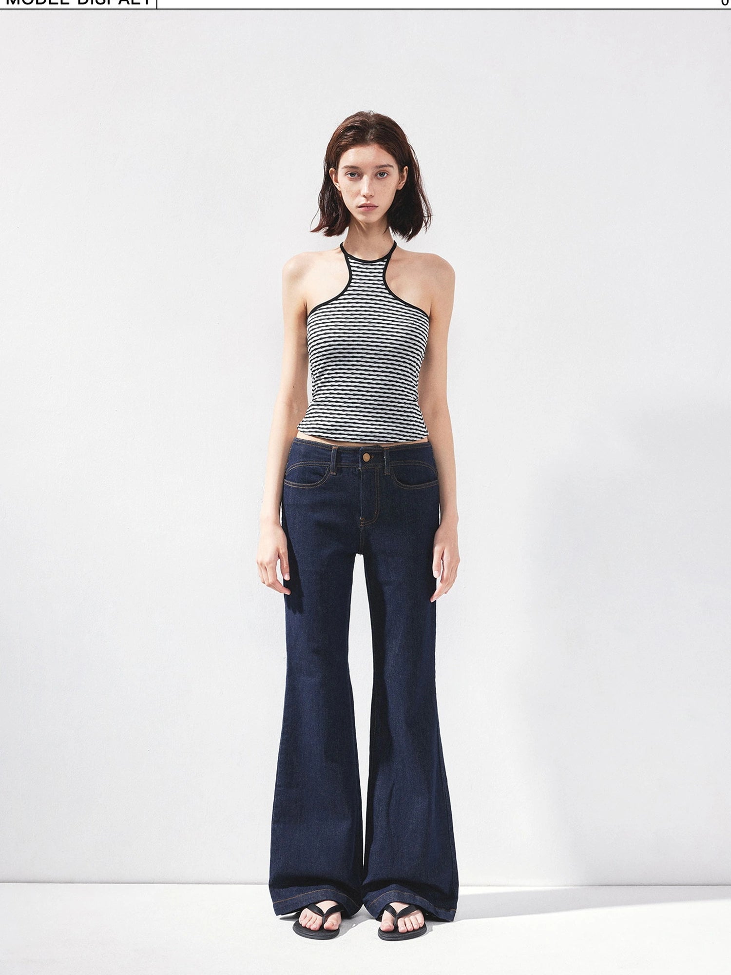 kvkv Curved Waist Bootcut Denim Trousers