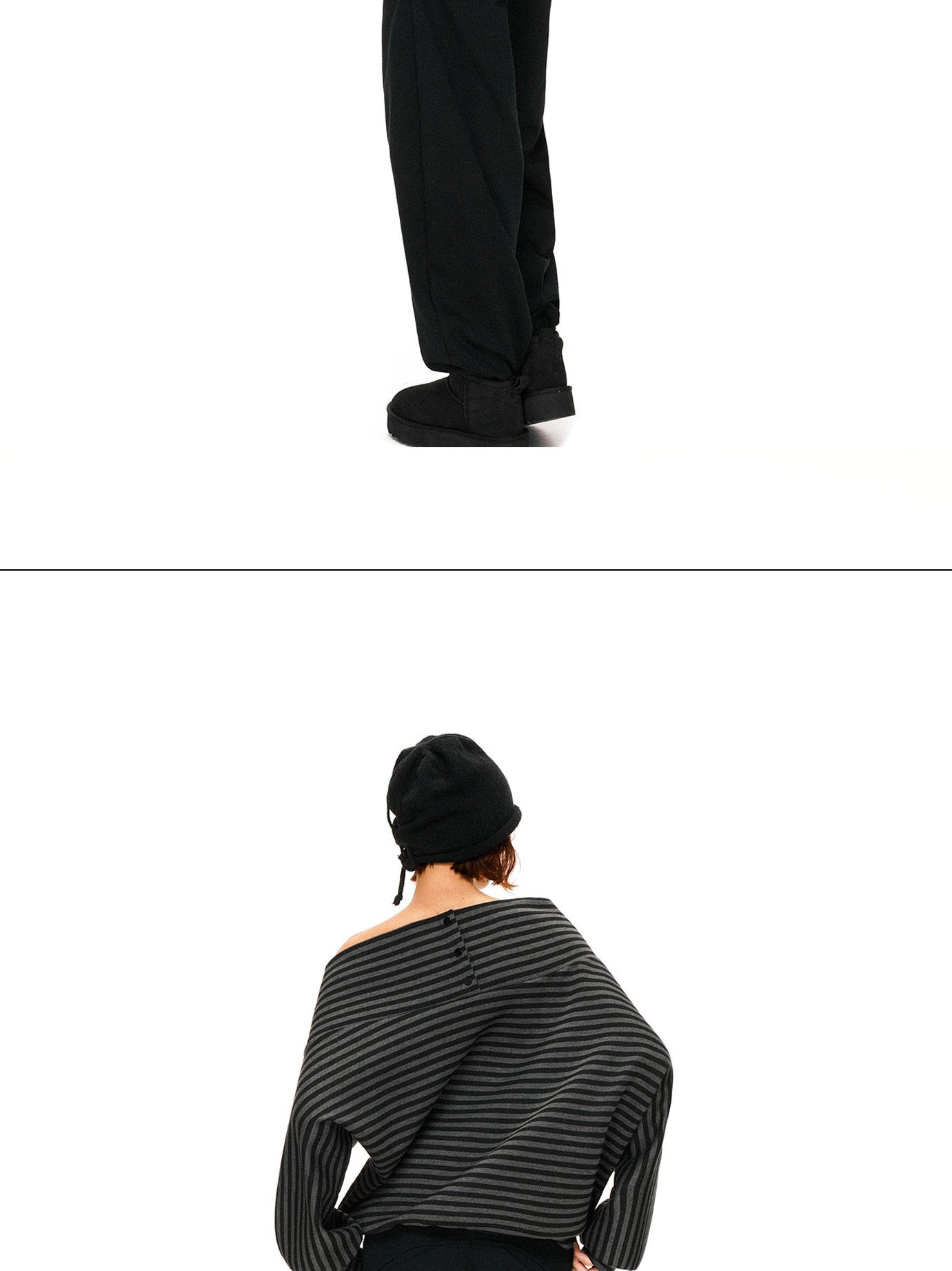 kvkv Dark Gray Stripe Asymmetrical Button Oversized Women&