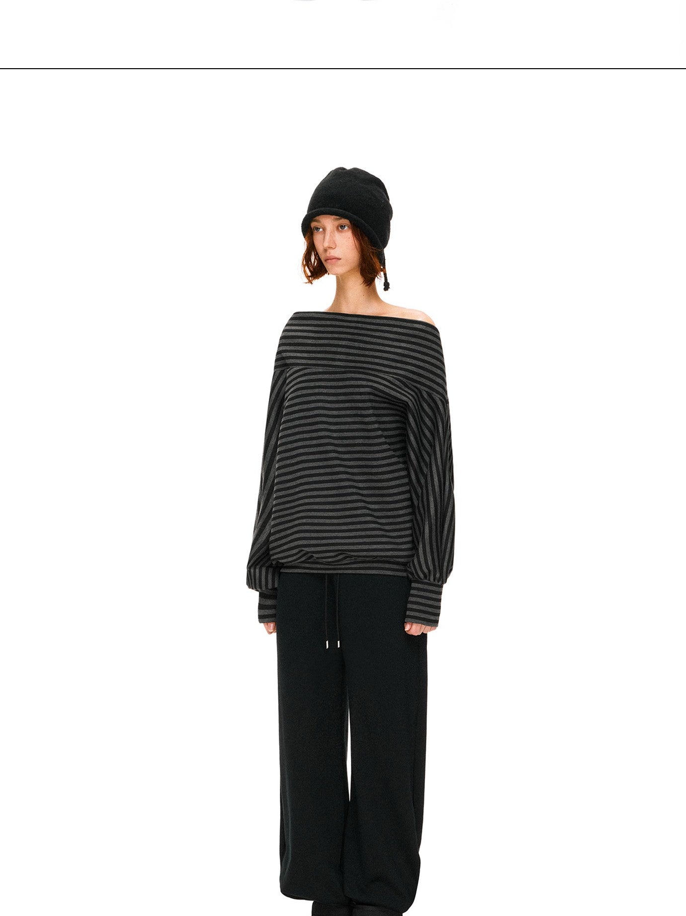 kvkv Dark Gray Stripe Asymmetrical Button Oversized Women&