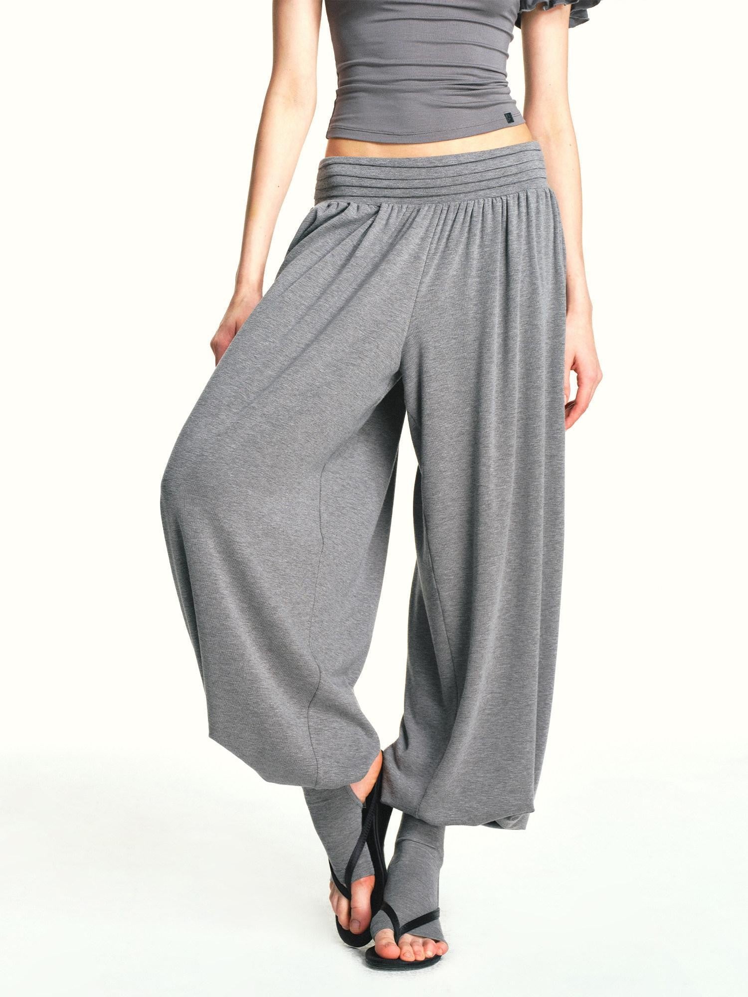 kvkv Deep Gray Bamboo Leaf Pleated Wide Waist Women&