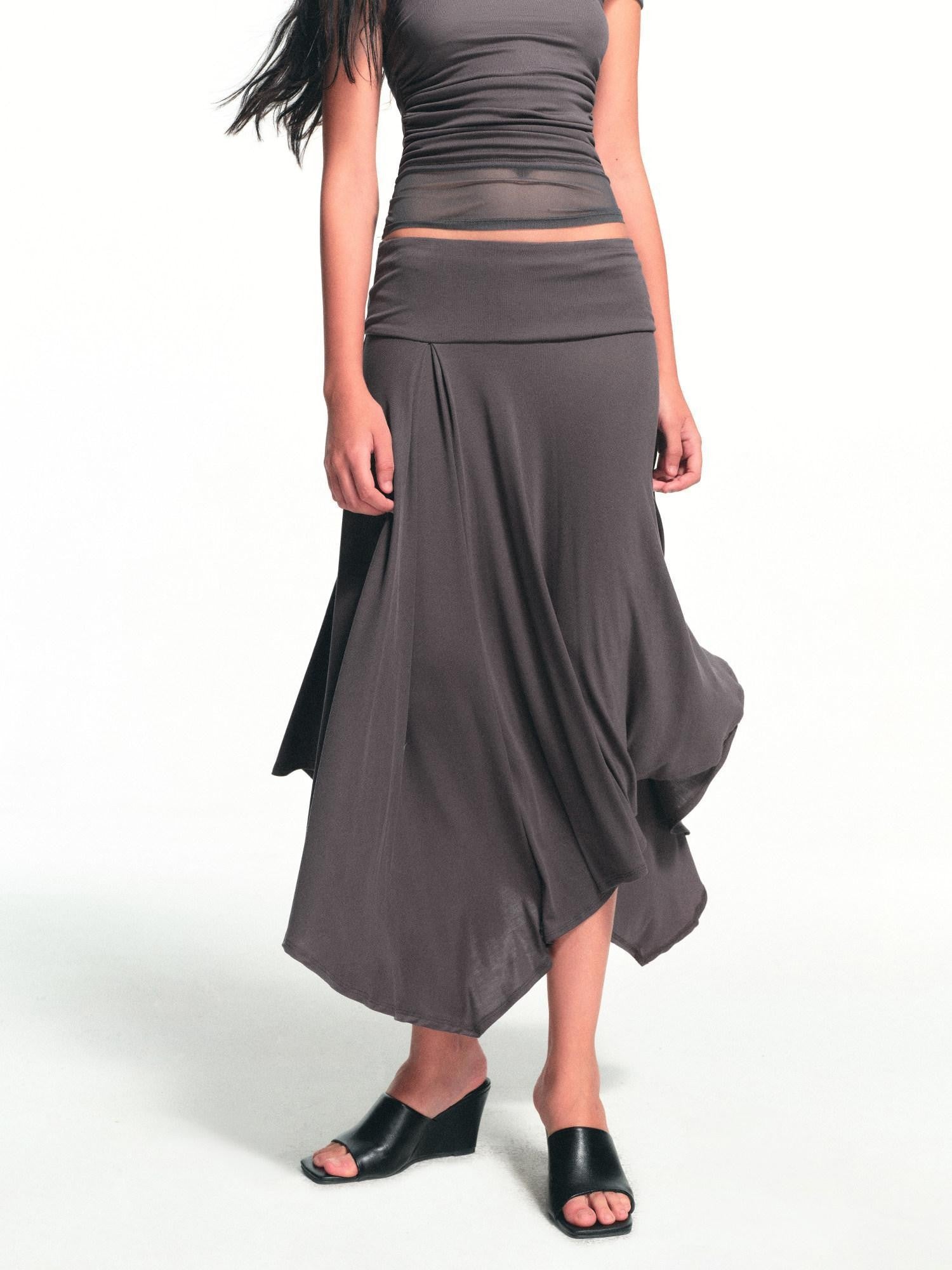 kvkv Deep Gray Irregular Pleated Wide Waistband Draped Women&