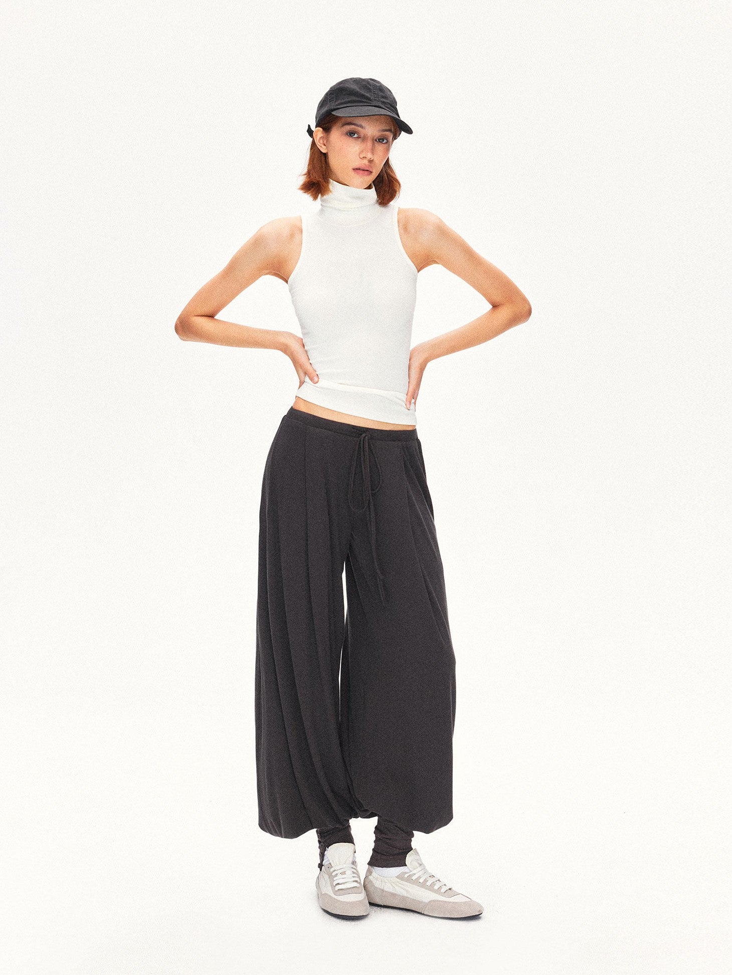 kvkv Deep Gray Pleated Detachable Elastic Waist Women&