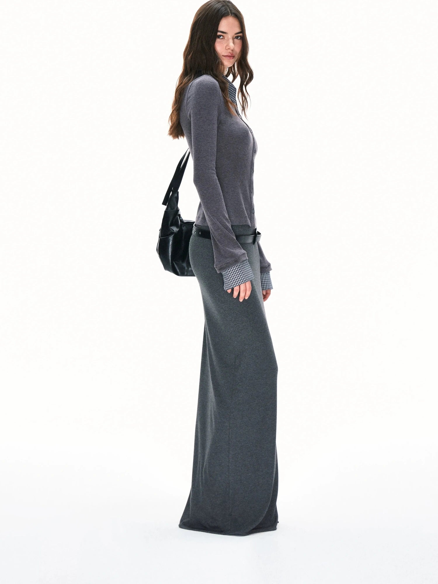 kvkv Detachable Collar Plaid Knit Shirt Cardigan