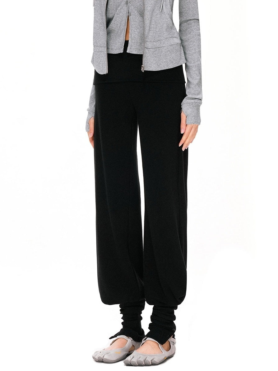 kvkv Detachable Foldover Waist Sport Cuffed Jogger Womens Viscose Blend Pants