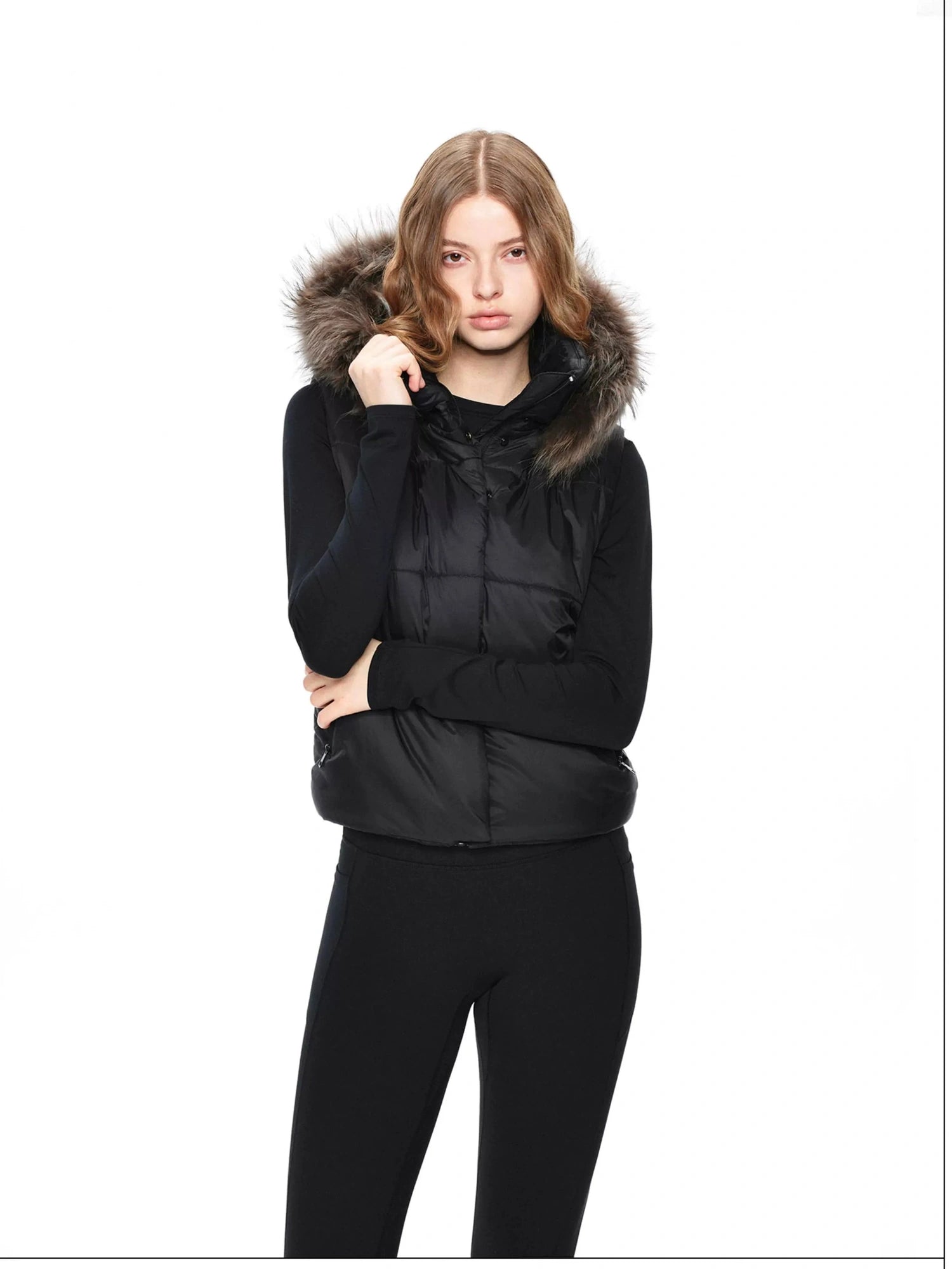 kvkv Detachable Hooded Quilted Vest