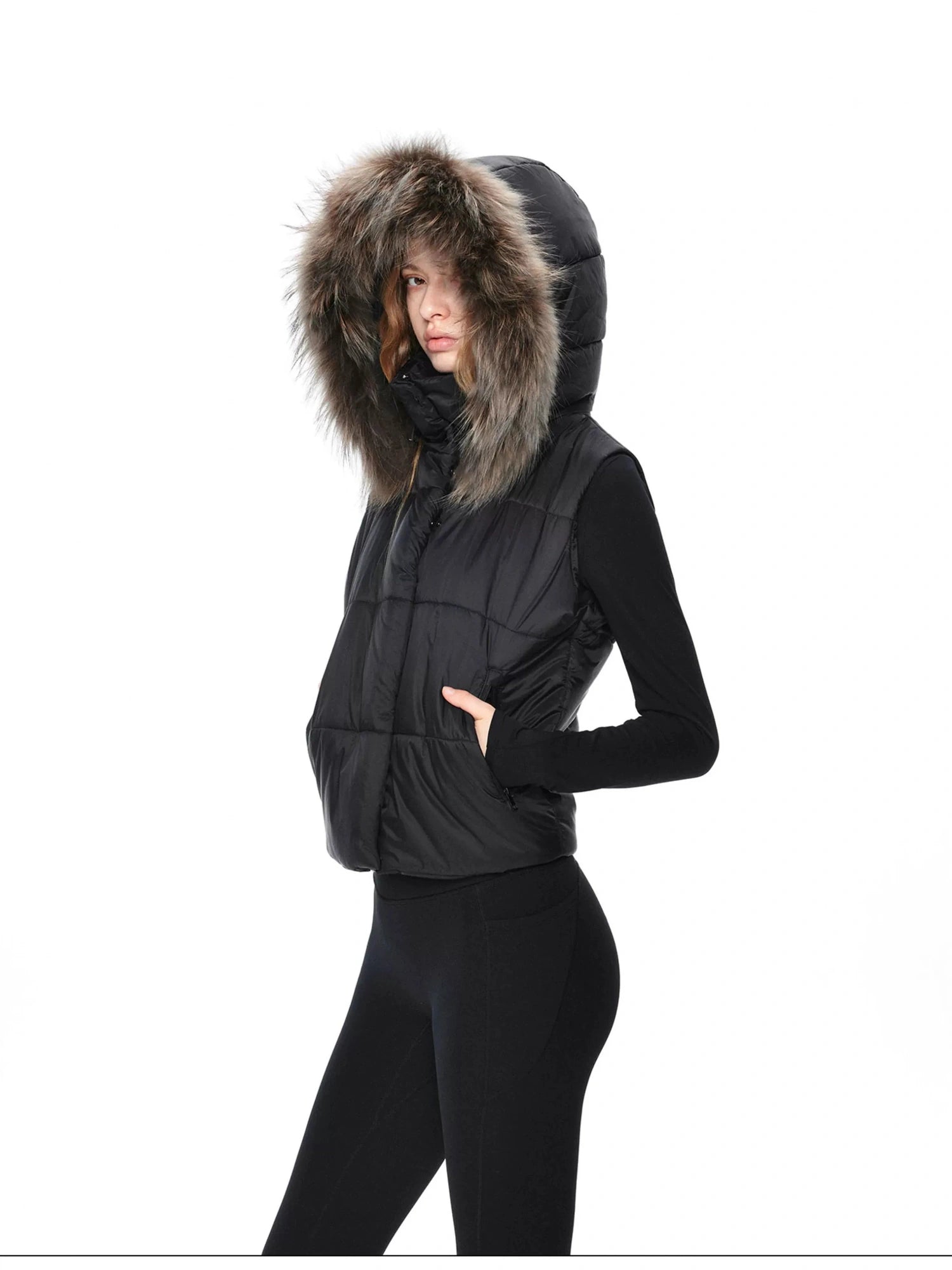kvkv Detachable Hooded Quilted Vest